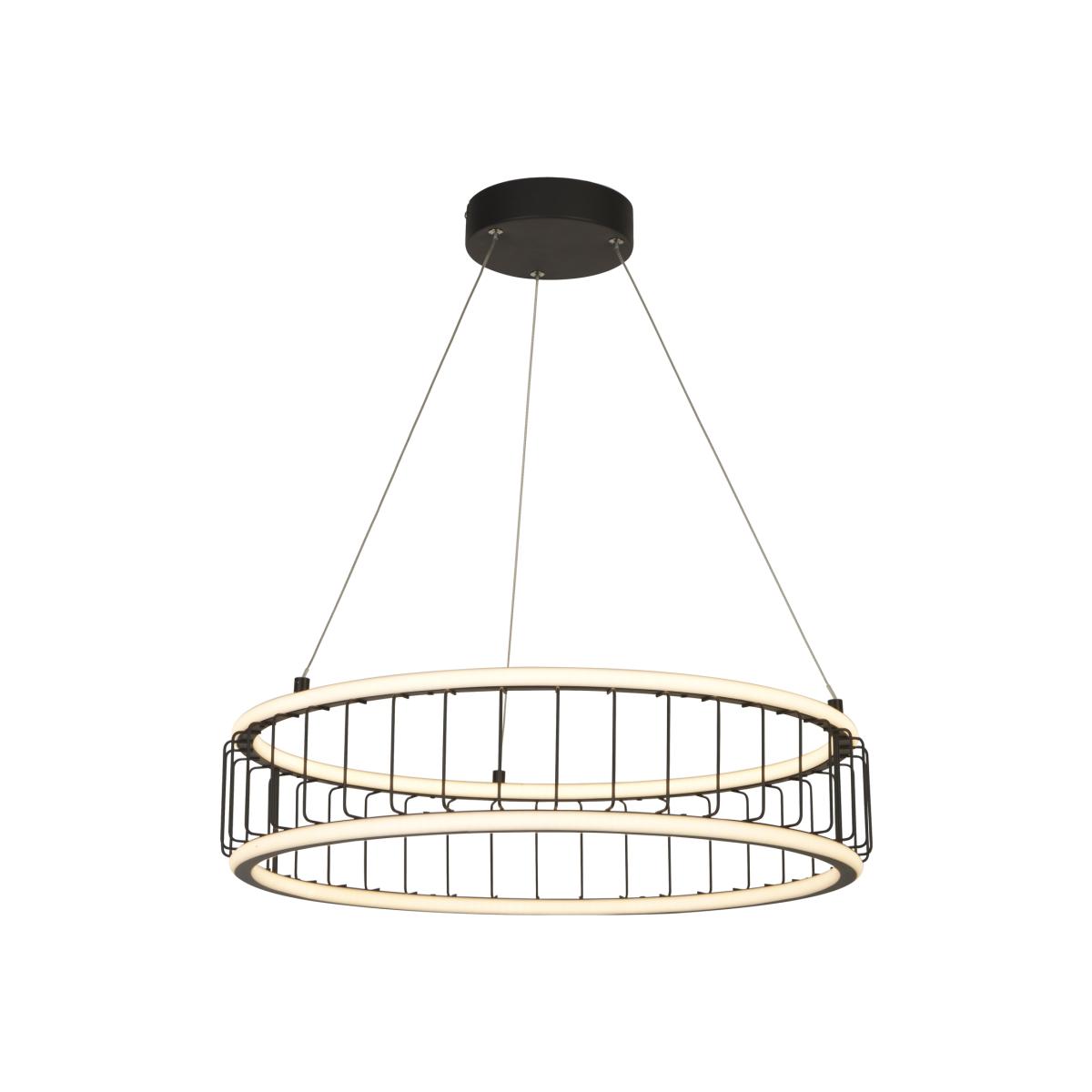 Circolo Cage Drum Pendant Black Metal and White Silicon - Black / 60cm