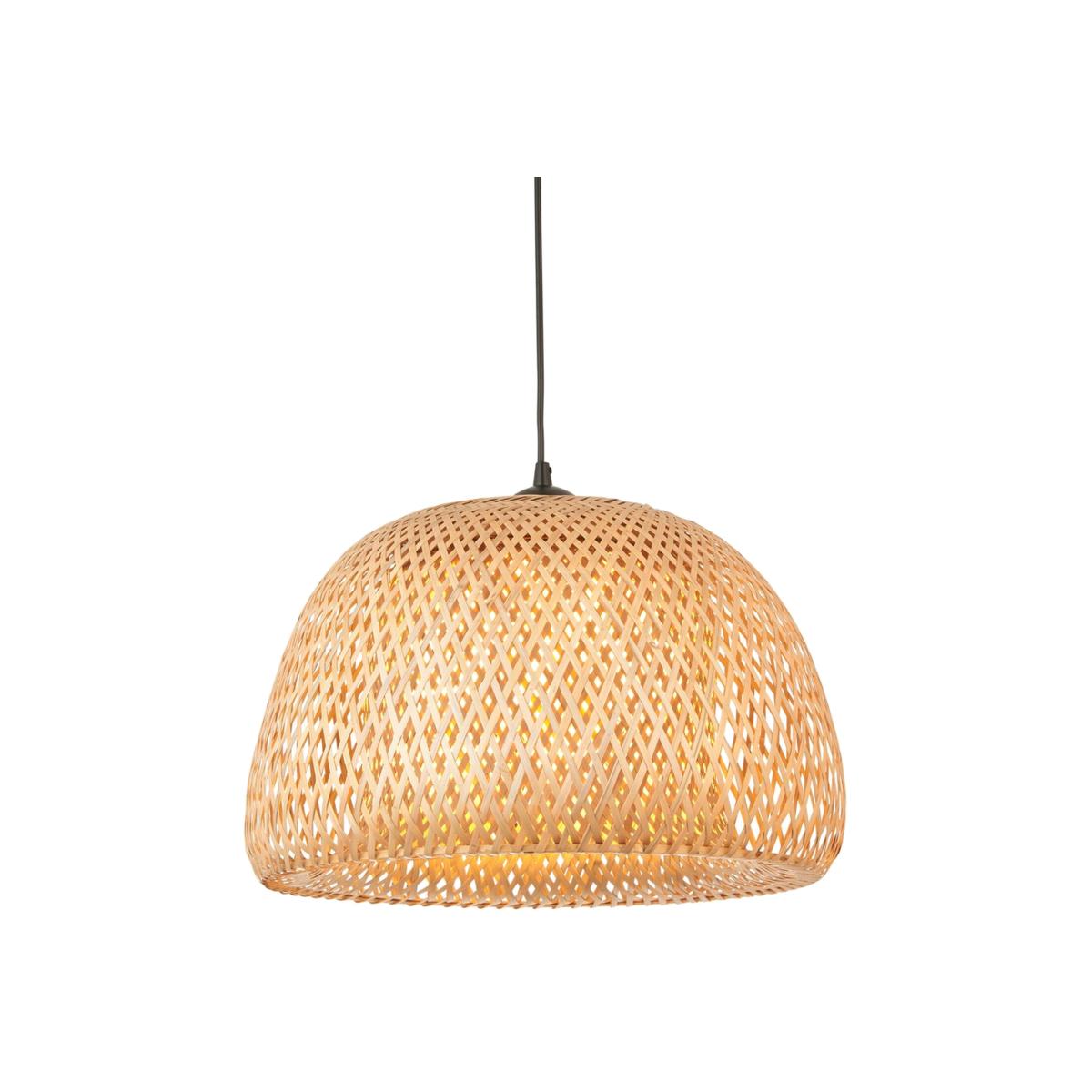Bali Single Pendant Ceiling Lamp, Natural Bamboo, White, Matt Black - Matt Black / 42cm – image 1