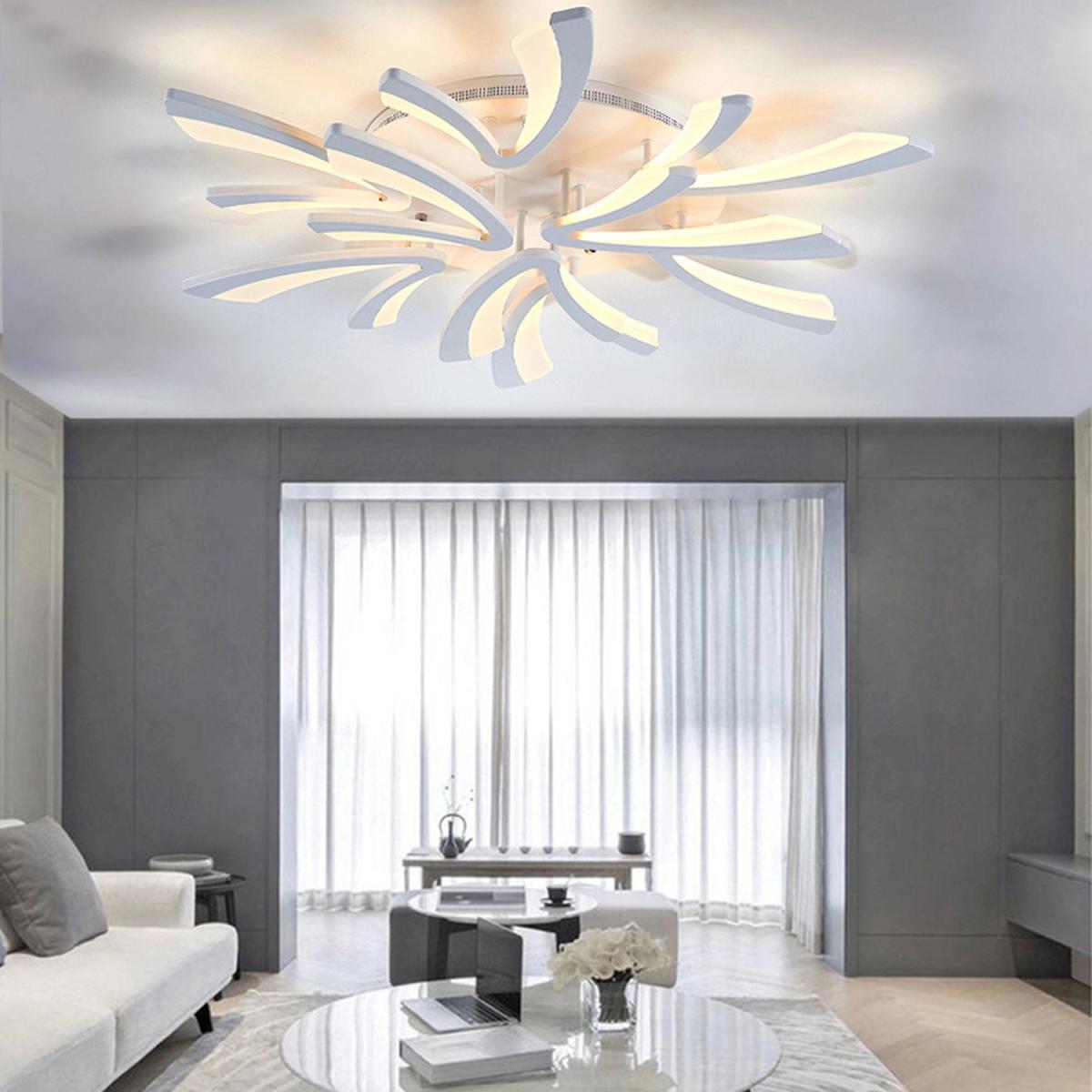 V Shaped LED Semi Flush Ceiling Light - Silver / Dimmable / 90W – image 2