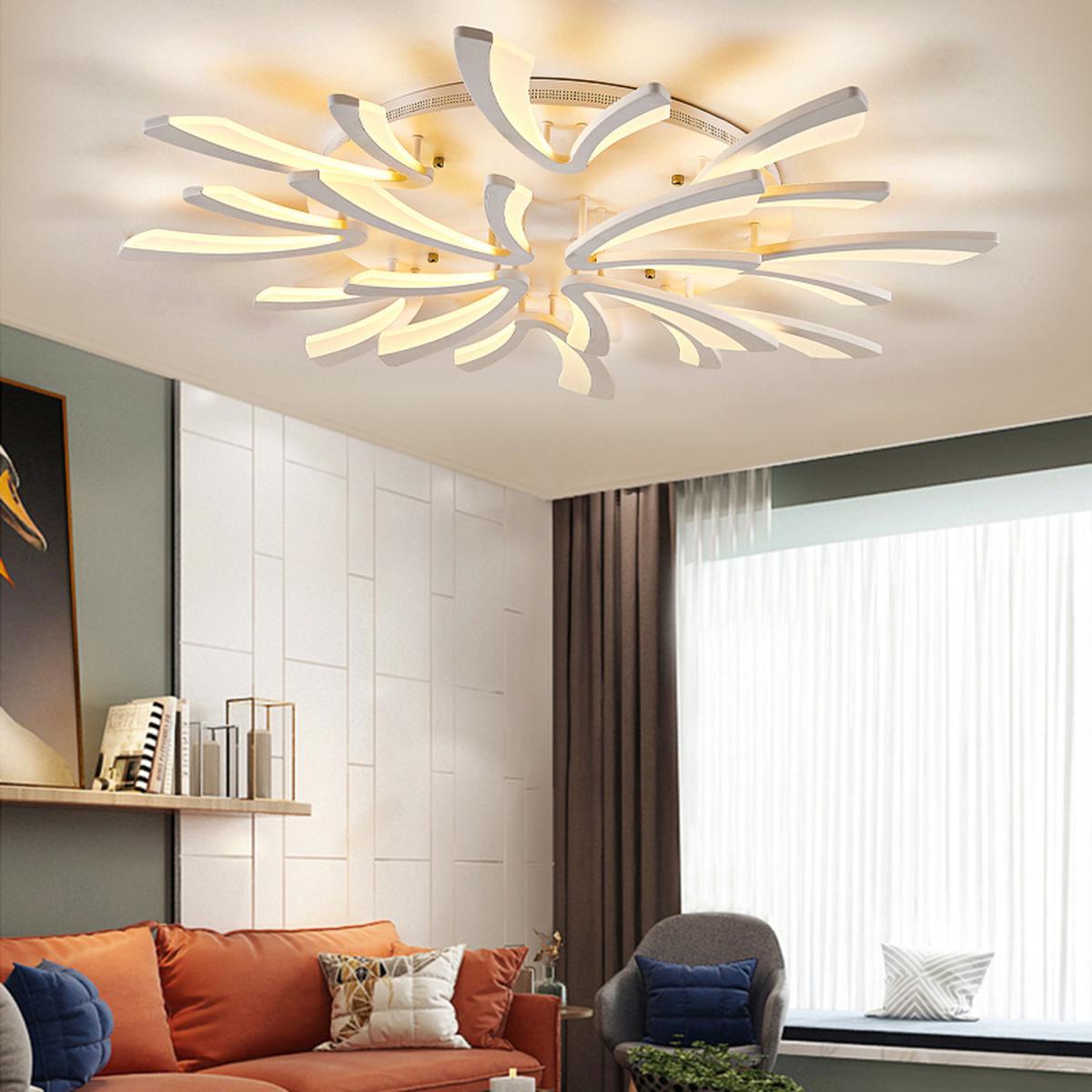 V Shaped LED Semi Flush Ceiling Light - Silver / Dimmable / 90W – image 11