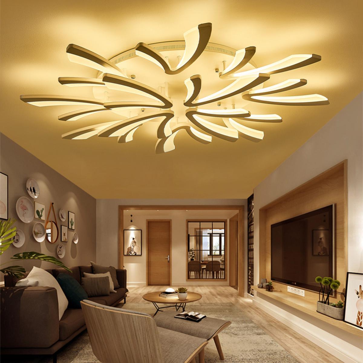 V Shaped LED Semi Flush Ceiling Light - Silver / Dimmable / 90W – image 27