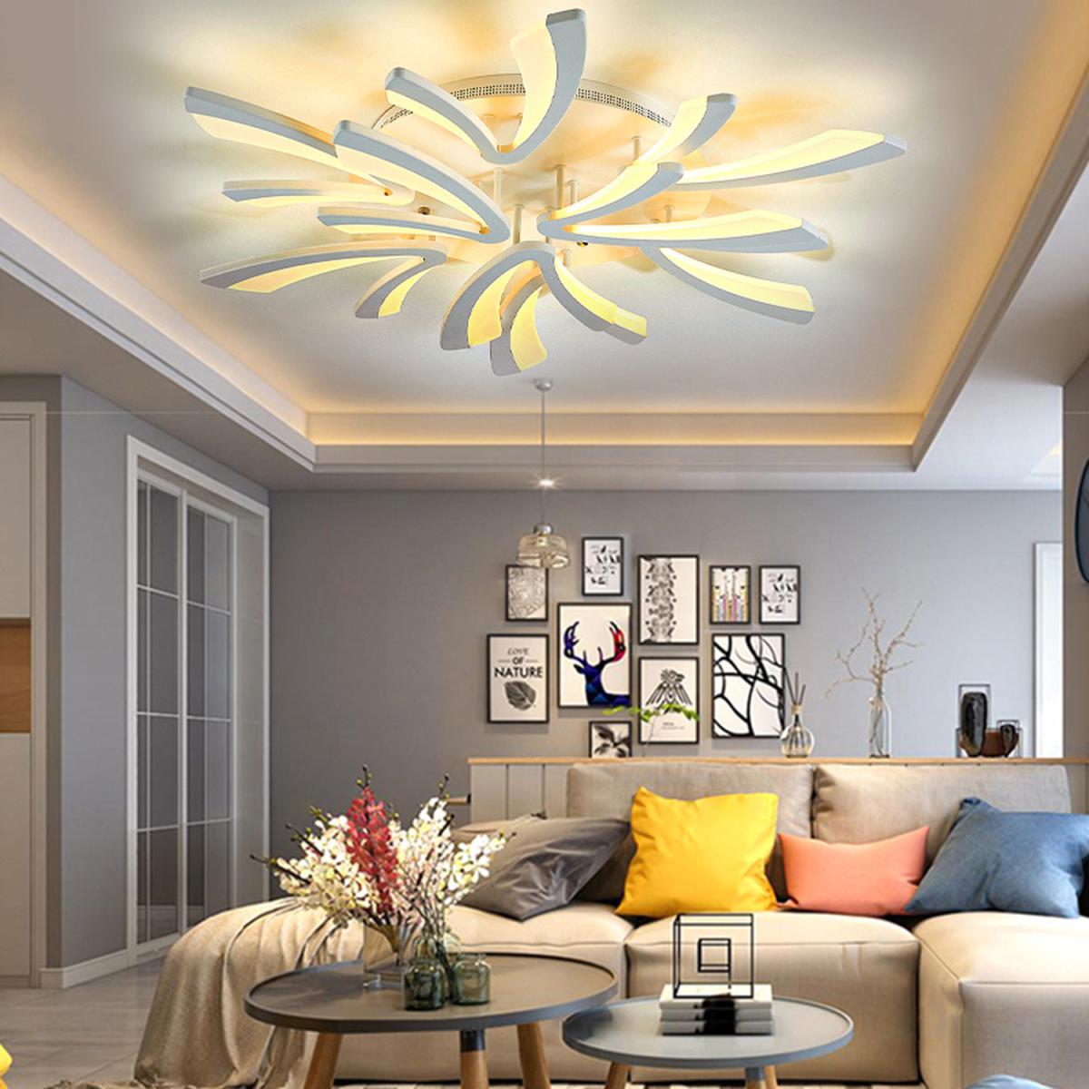 V Shaped LED Semi Flush Ceiling Light - Silver / Dimmable / 90W – image 9