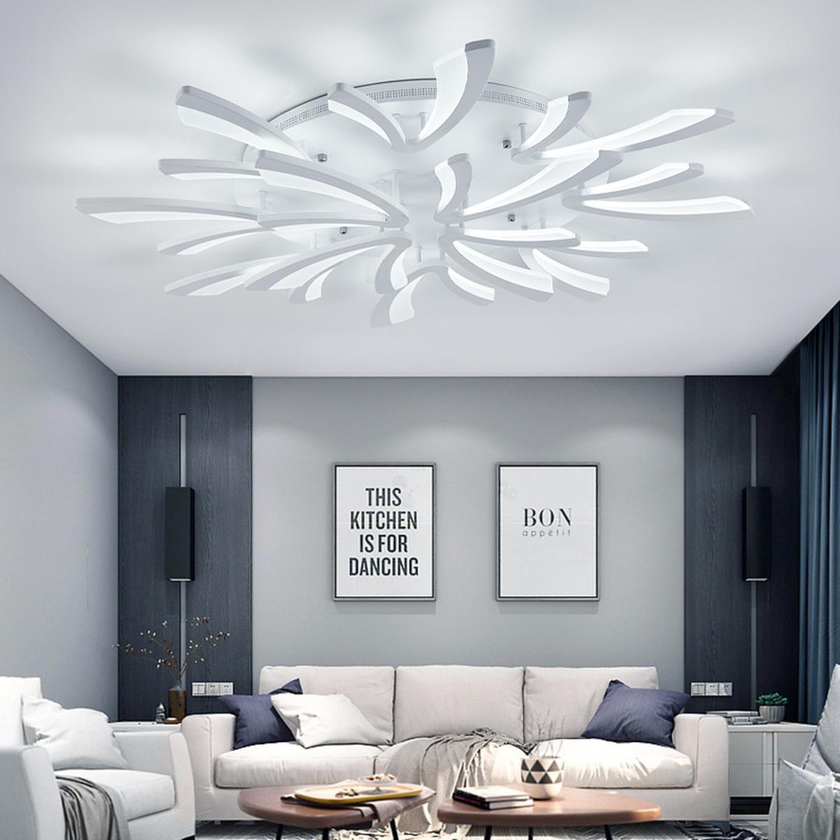 V Shaped LED Semi Flush Ceiling Light - Silver / Dimmable / 90W – image 10