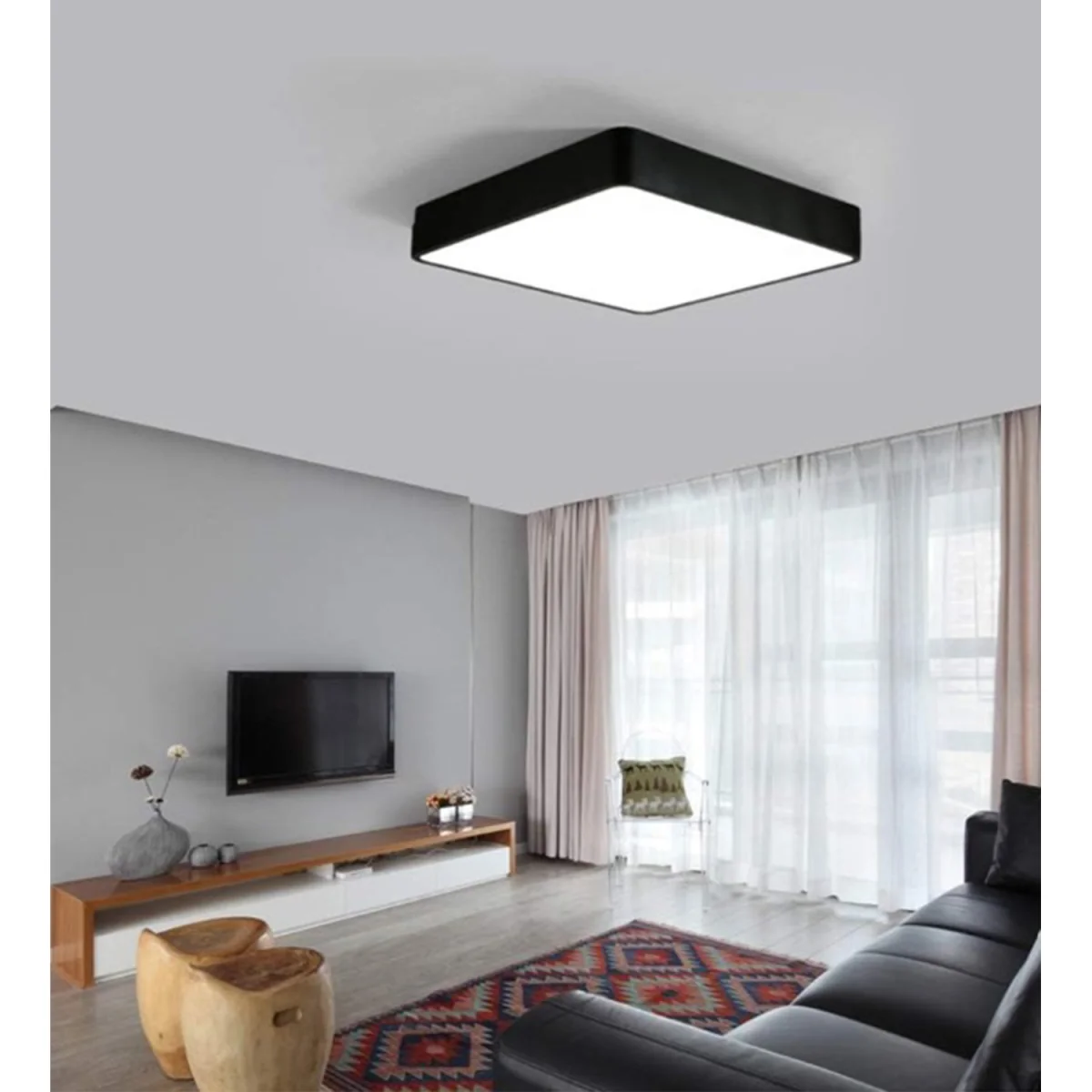 Flush Mount Ceiling Light Black - Black – image 2