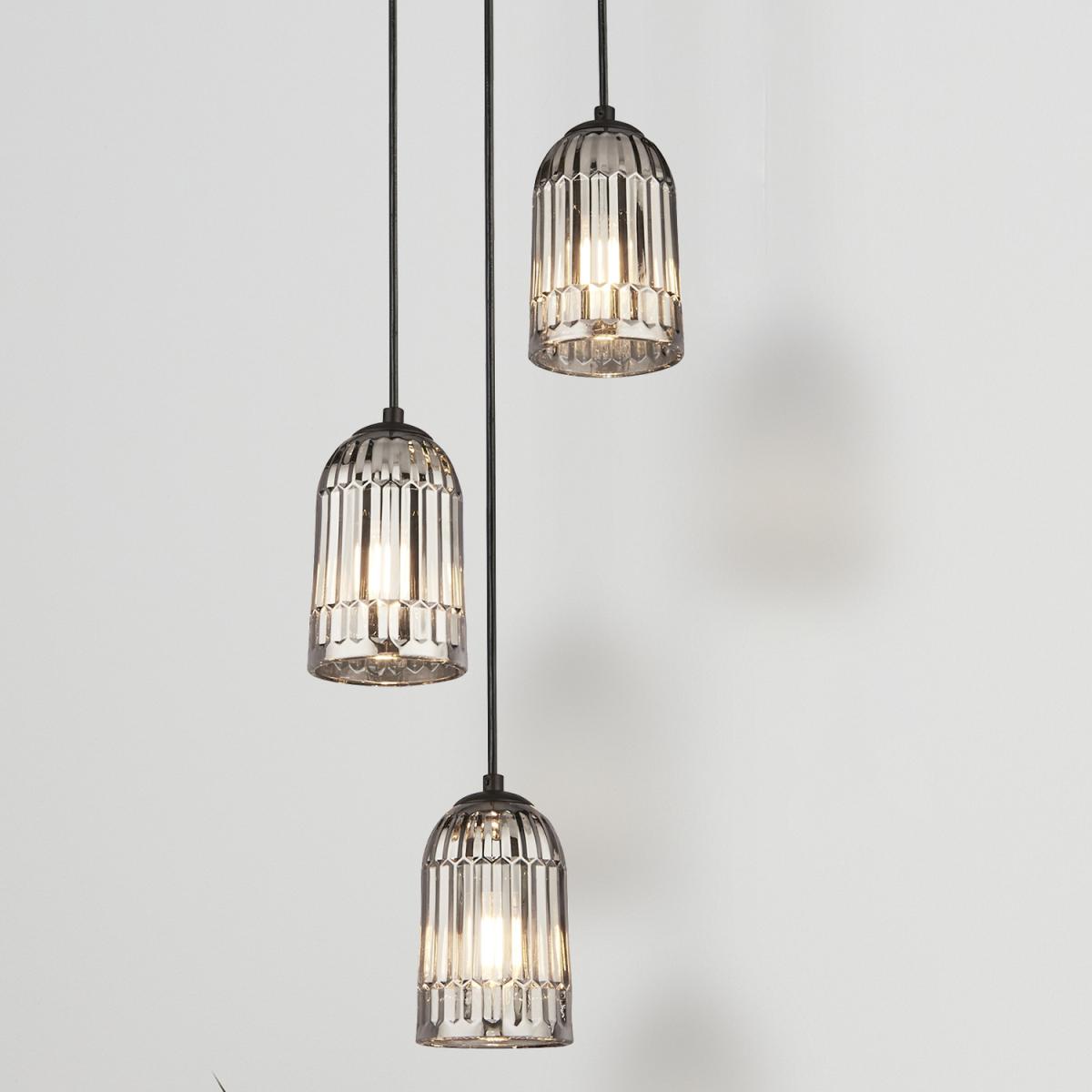 3 Light Multi Pendant with Smokey Shade - Black – image 1