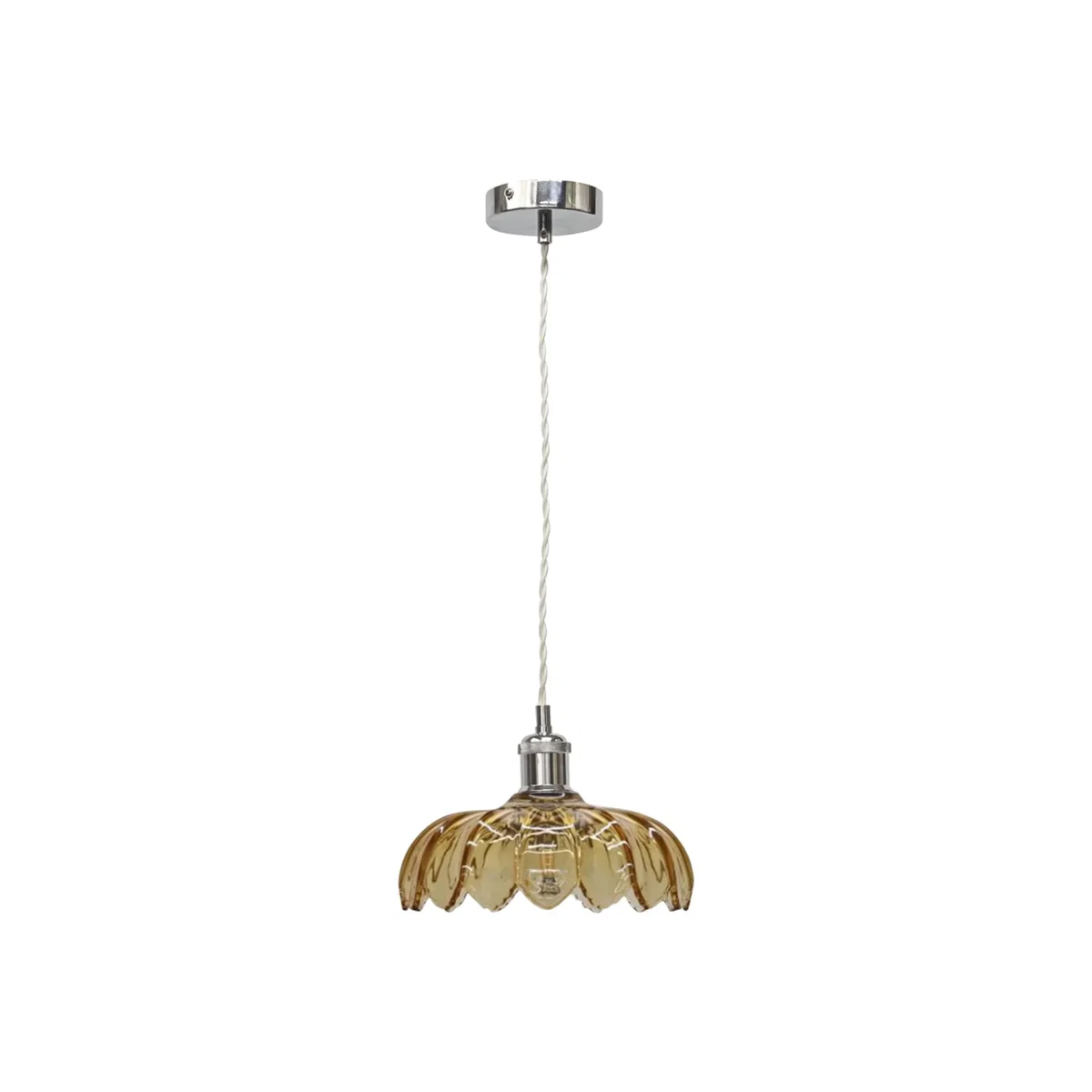 Alice Amber Leaf Design Pendant Shade With Chrome Flex Set - Chrome & Amber – image 1