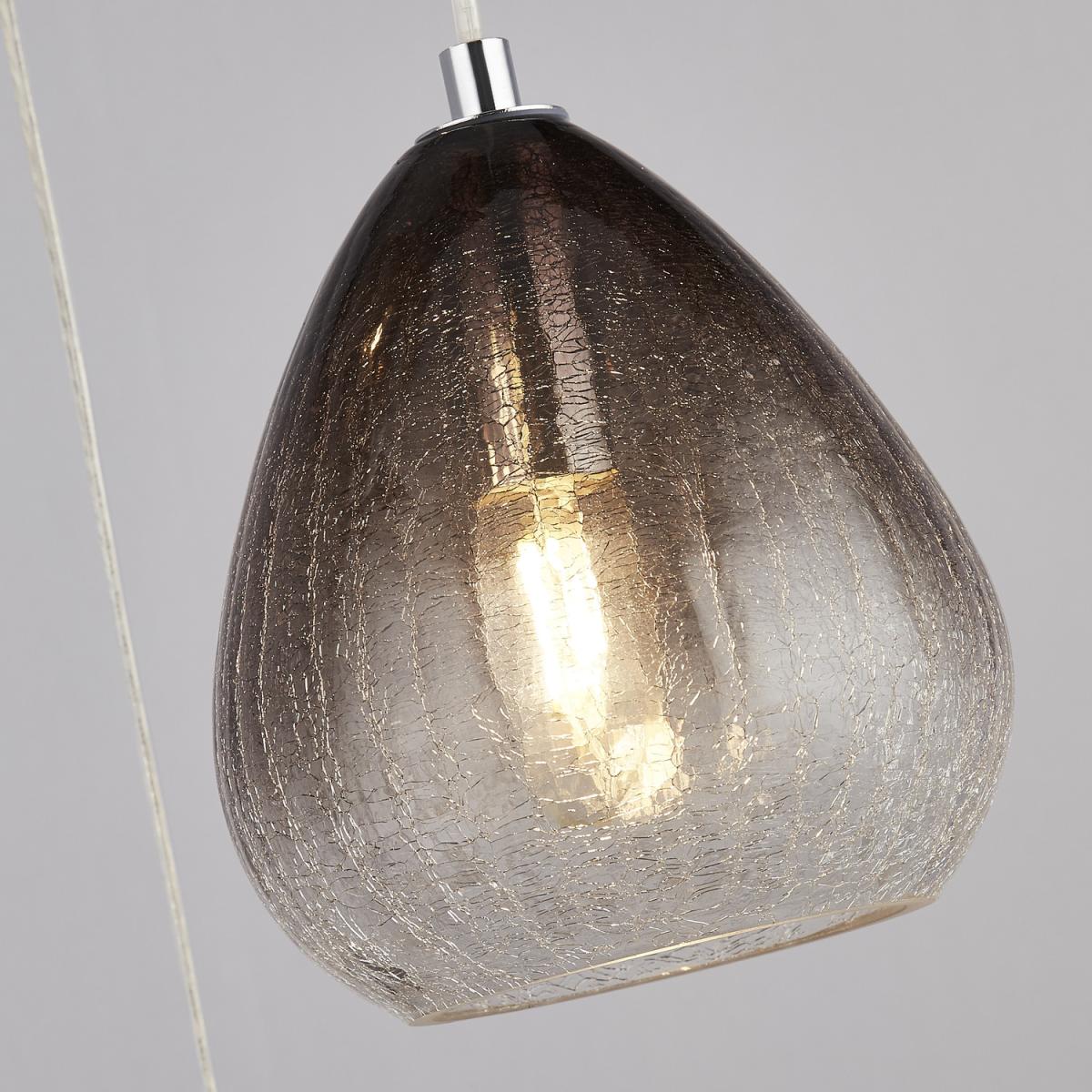 3 Light Multi Drop Smoke Ombre Glass - Silver – image 3