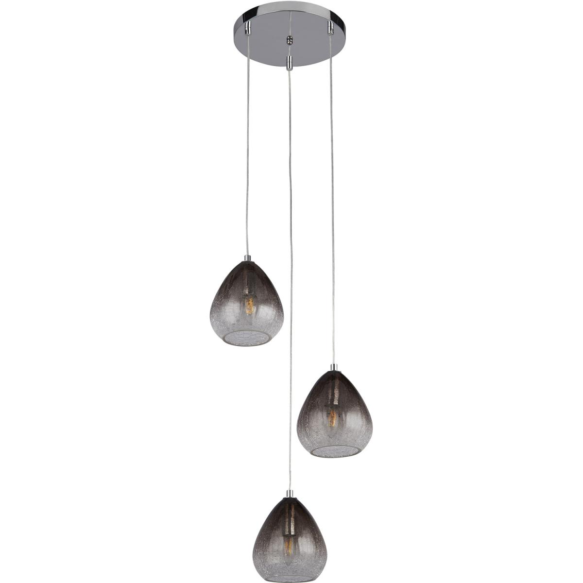 3 Light Multi Drop Smoke Ombre Glass - Silver – image 4