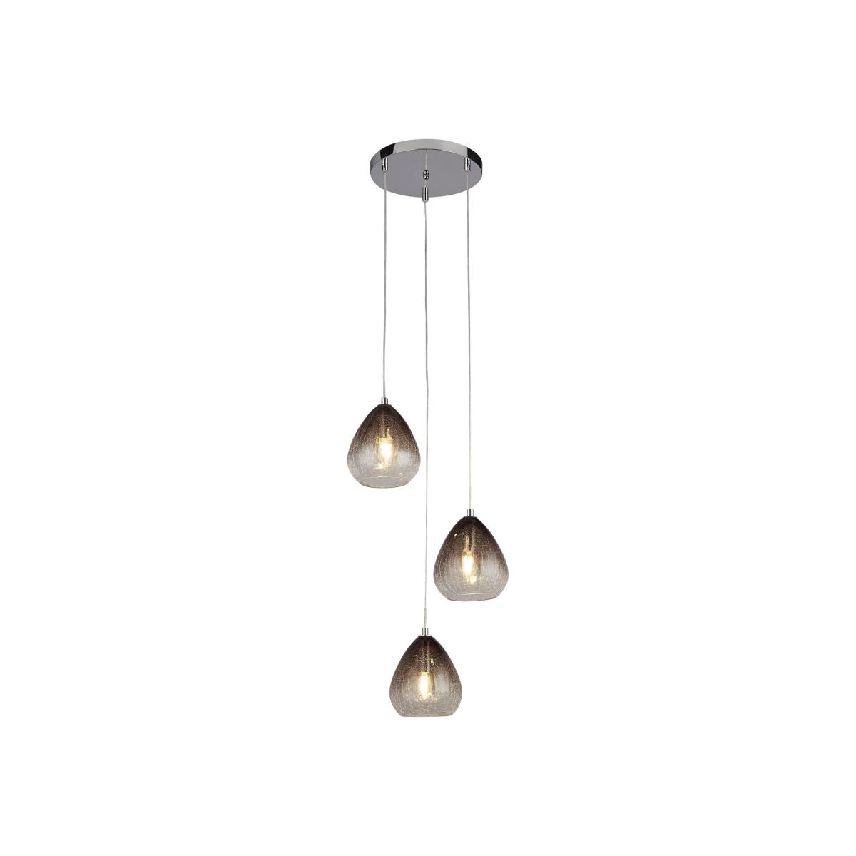 3 Light Multi Drop Smoke Ombre Glass - Silver – image 1