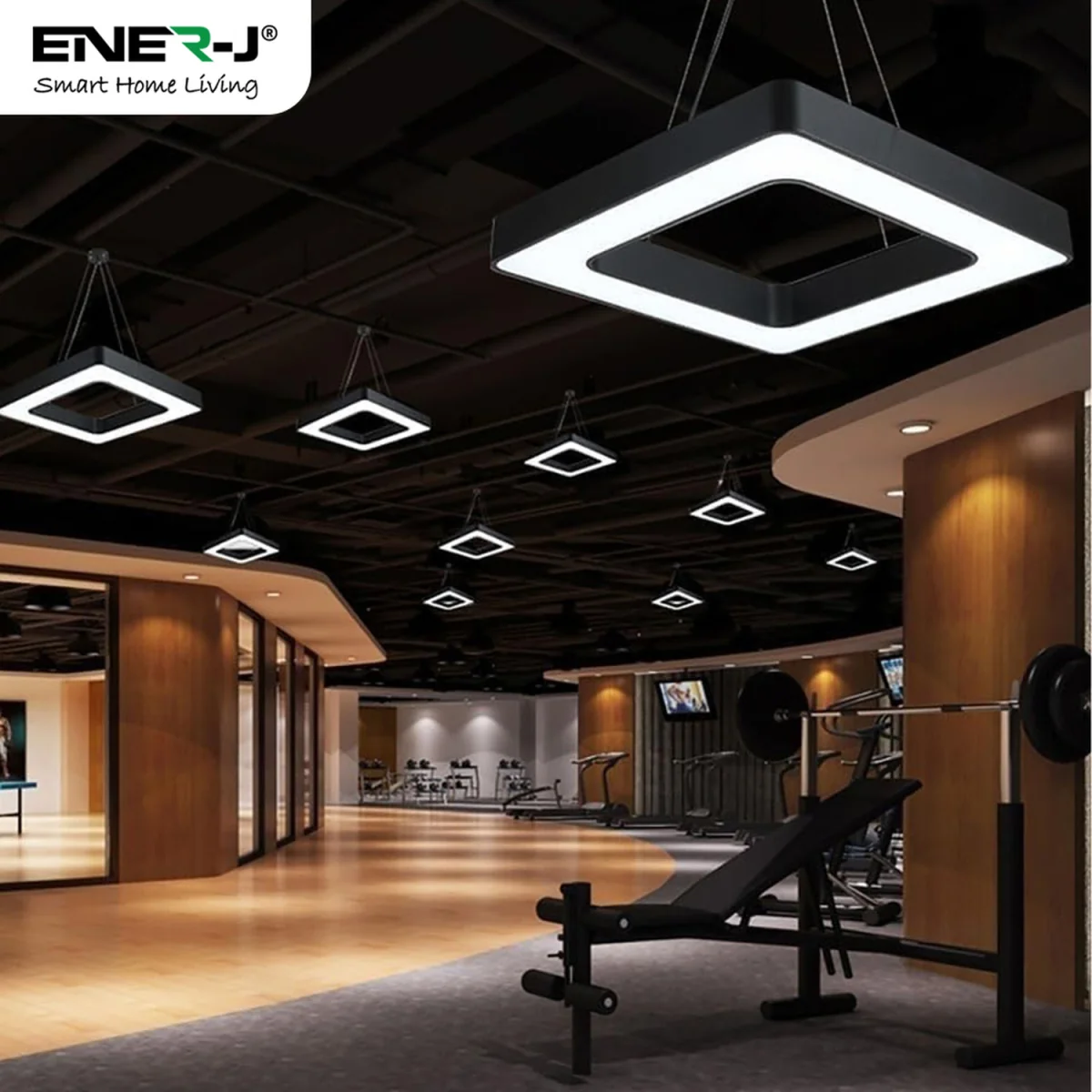 40W Hollow Square Pendant Ceiling Light 80cm Side Length - White – image 2