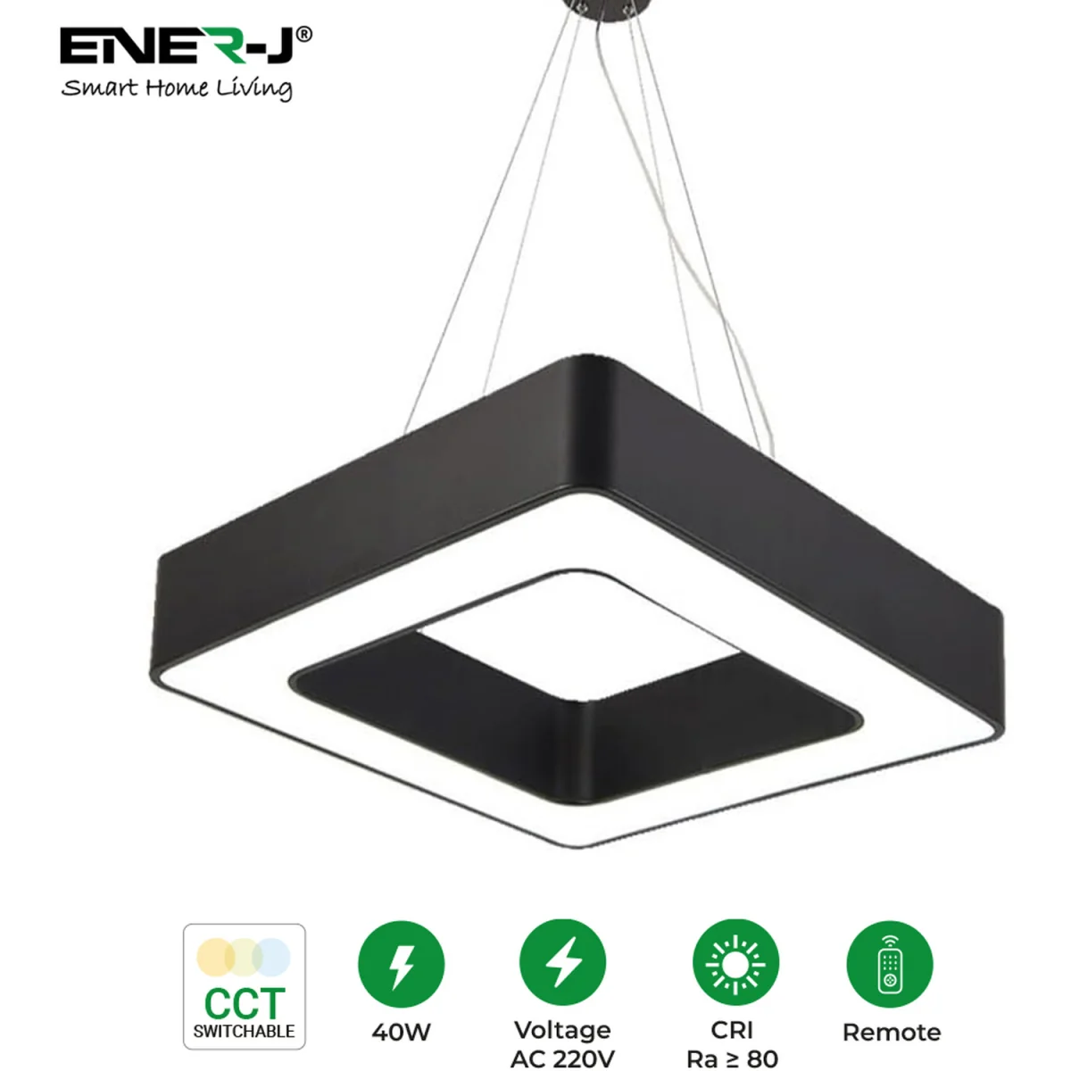 40W Hollow Square Pendant Ceiling Light 80cm Side Length - White – image 3