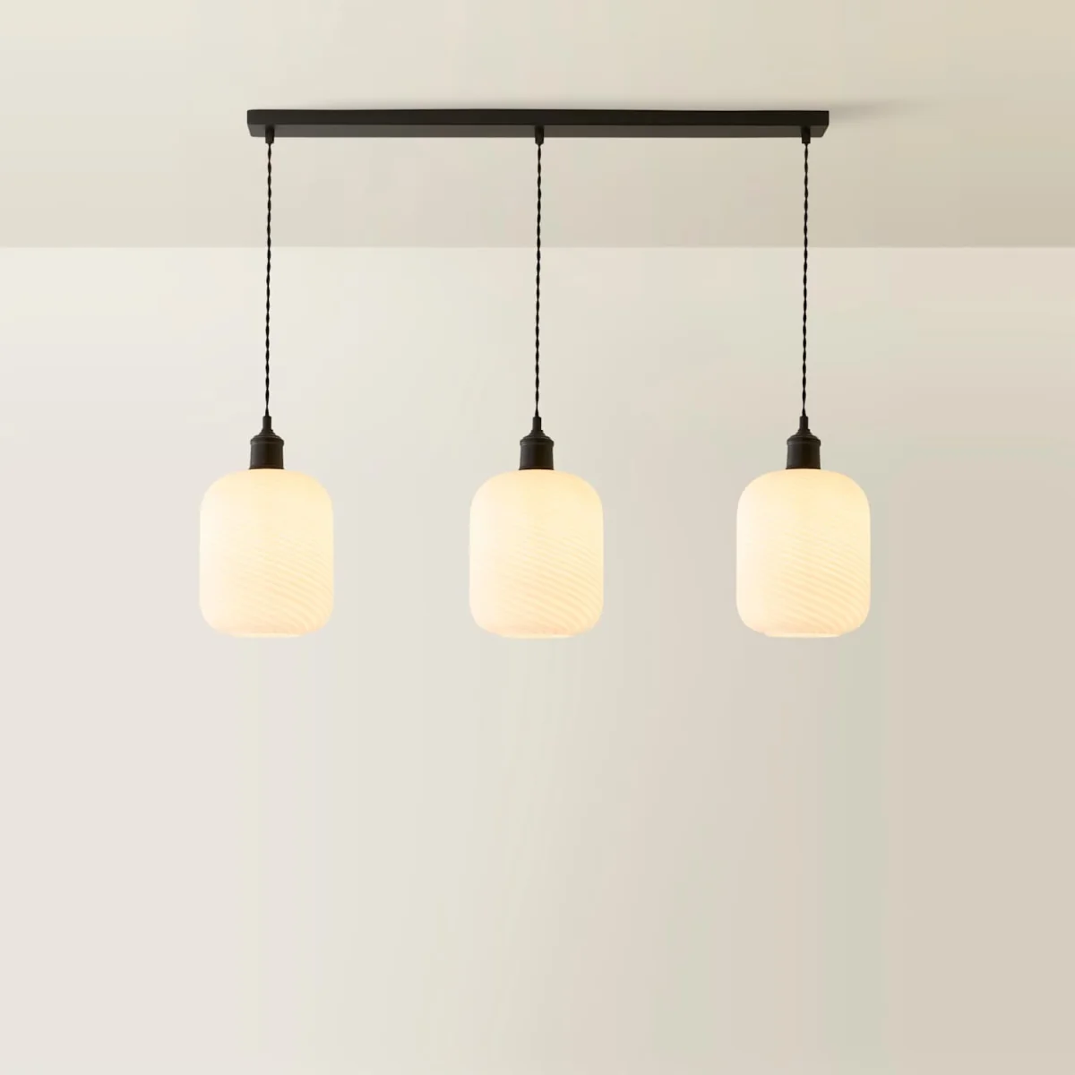 Emery Swirl Glass 3 Drop Diner Ceiling Pendant Light - Black / 94cm – image 4