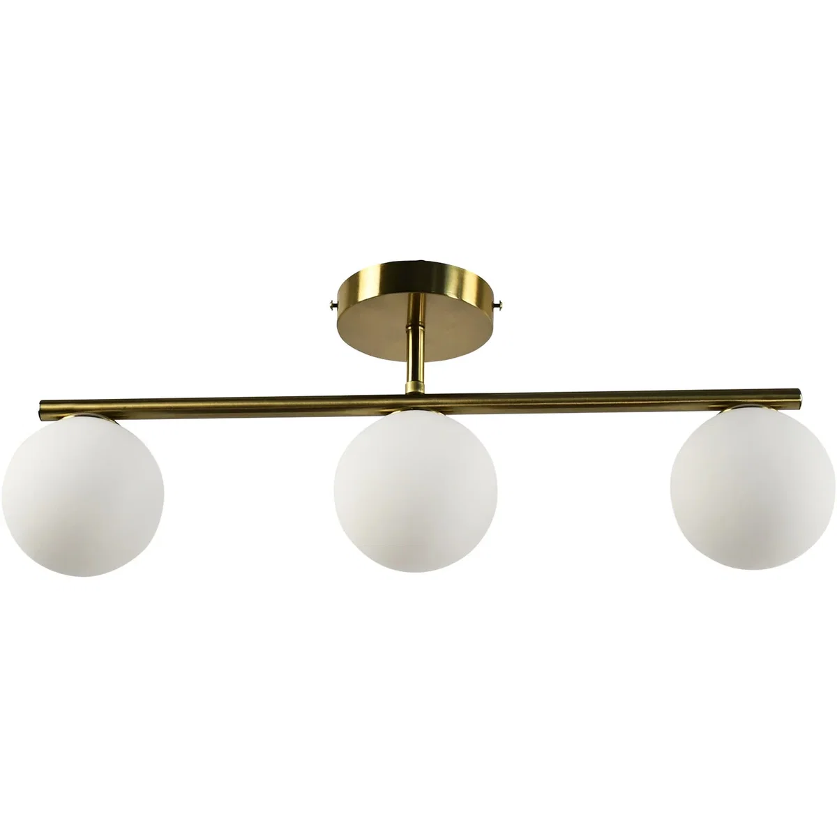 Set Of 2 Grosvenor  Satin Brass 3 Light Bars With Glass Globes - Satin Brass & White – image 2