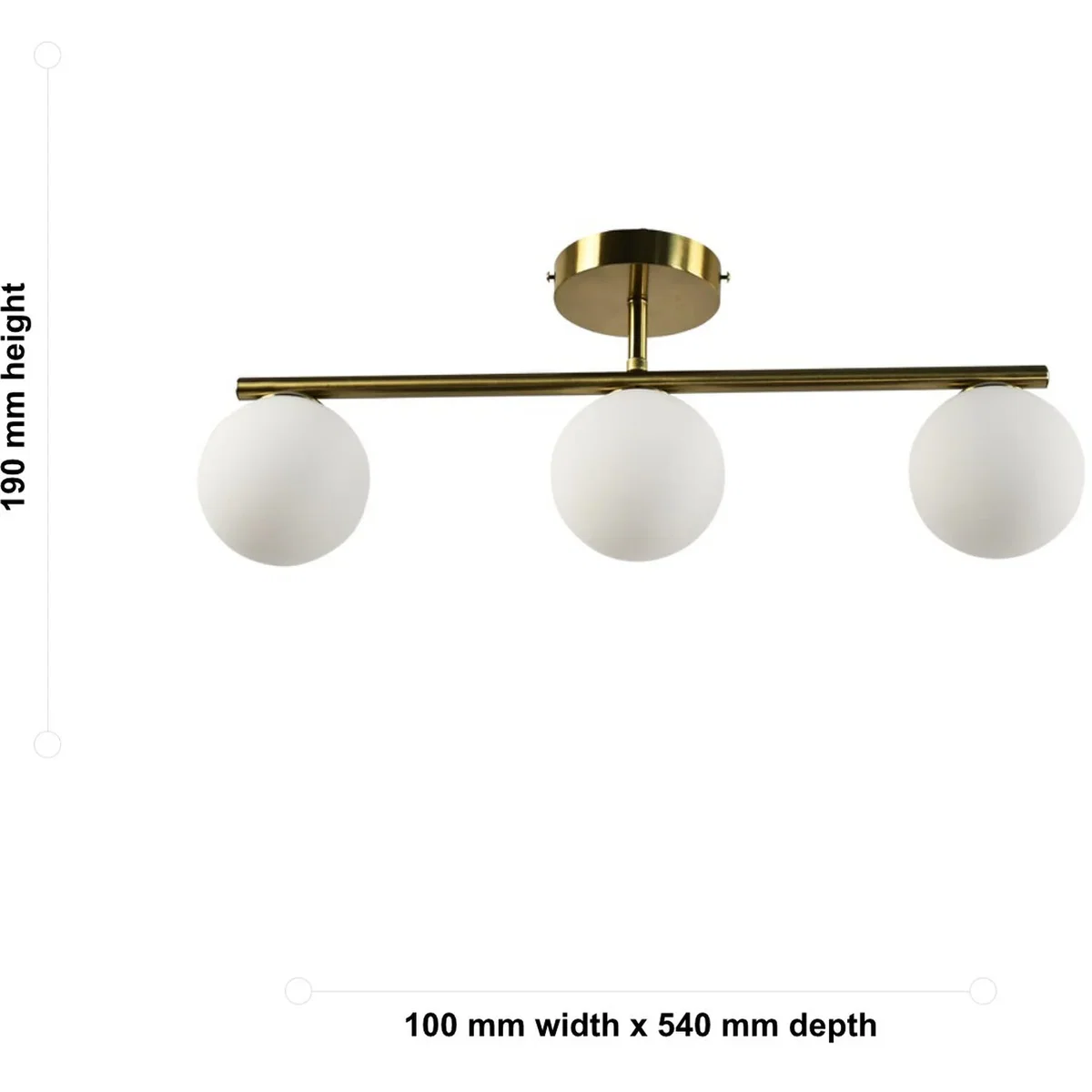 Set Of 2 Grosvenor  Satin Brass 3 Light Bars With Glass Globes - Satin Brass & White – image 6