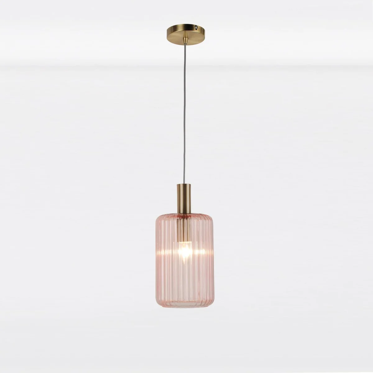 Set Of 2 Walpole Ceiling Single Pendant Lights - Blush Gold Plate And Blush Pink Smoke Glass – image 2