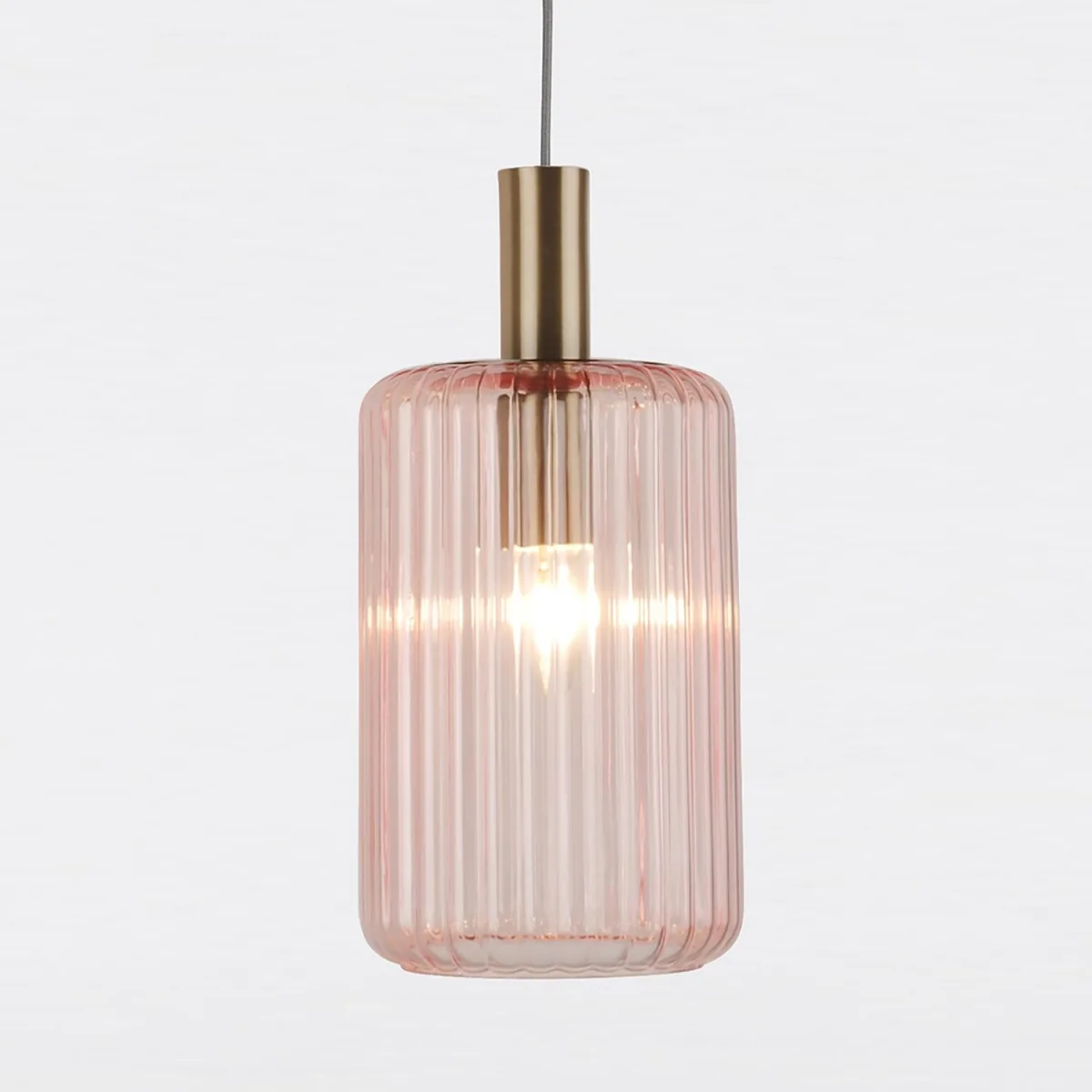 Set Of 2 Walpole Ceiling Single Pendant Lights - Blush Gold Plate And Blush Pink Smoke Glass – image 3