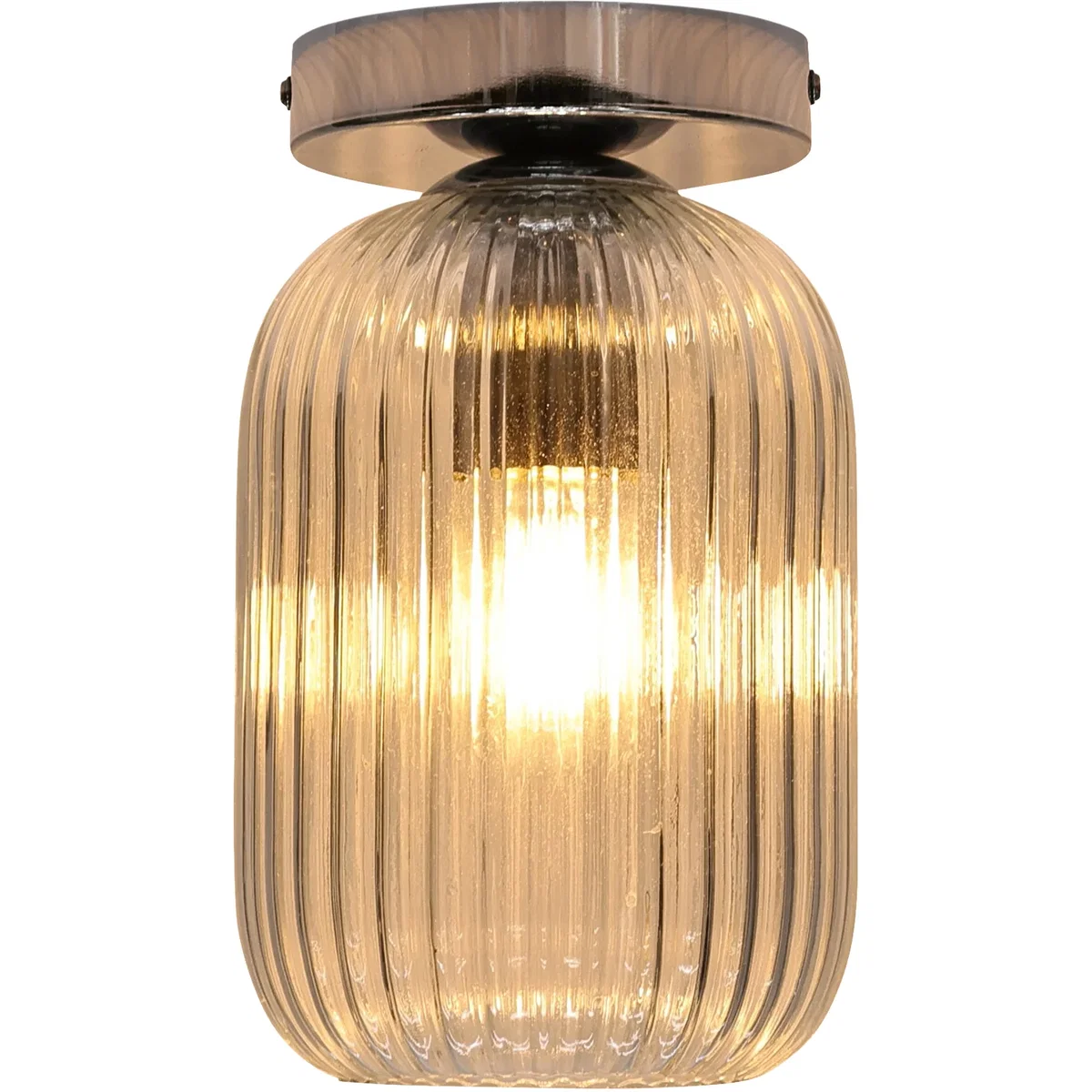 Batley Clear Ribbed Glass Chrome Ceiling Light Fitting - Chrome & Clear – image 2