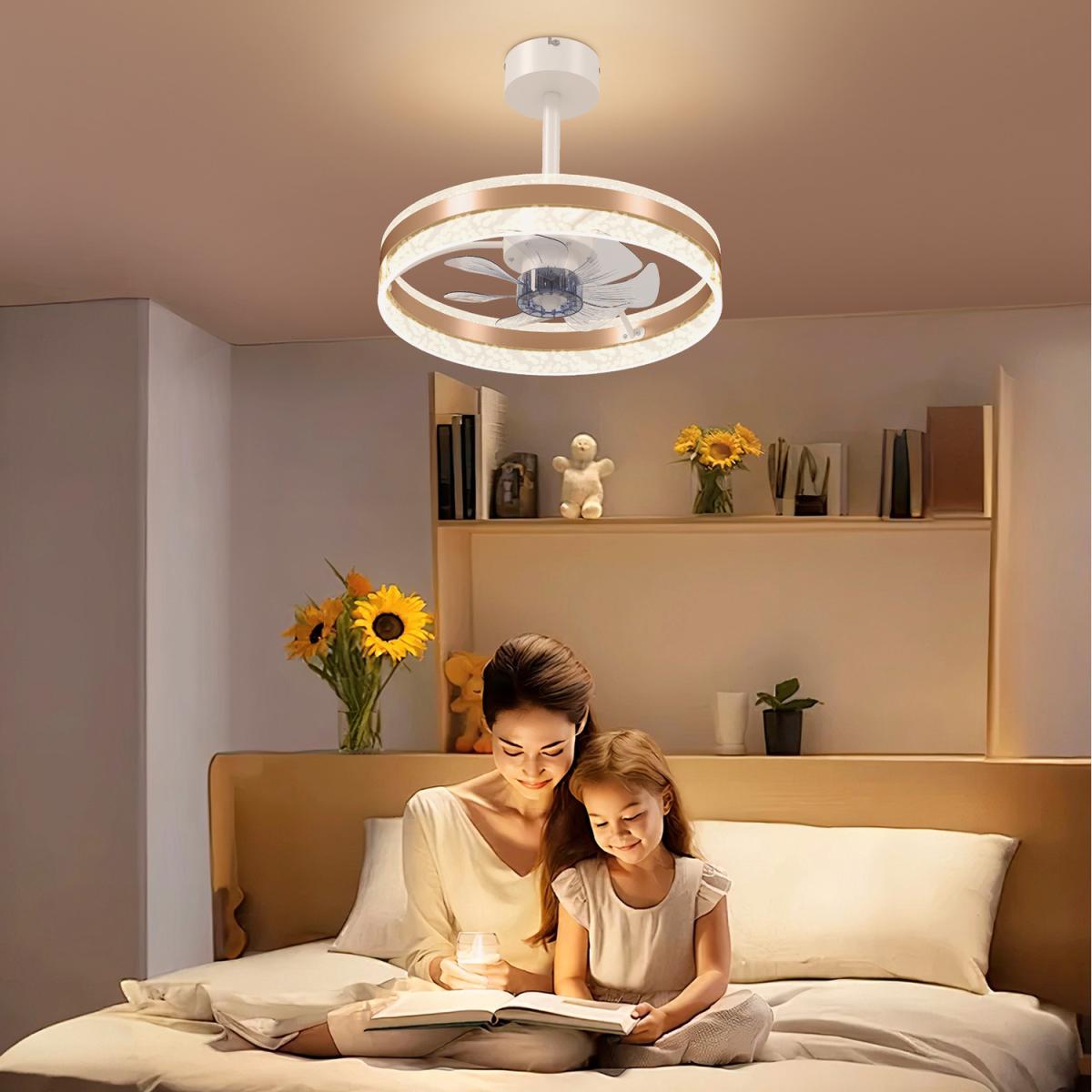 HOMCOM Ceiling Fan Light with 3 Colour Timer Reversible - Gold