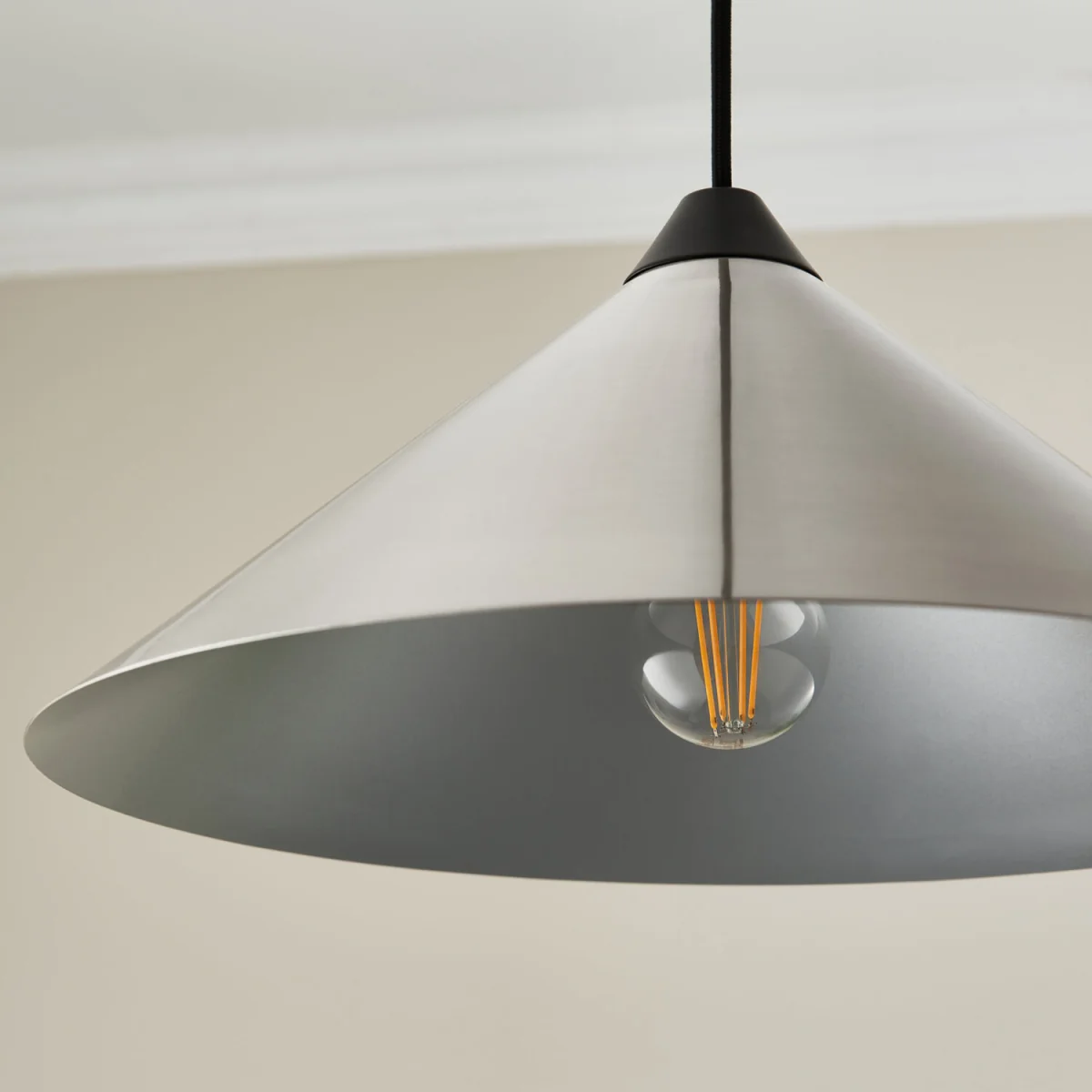 Fontana Ceiling Single Pendant Light - Brushed Chrome Plate With Matt Black Detail – image 4