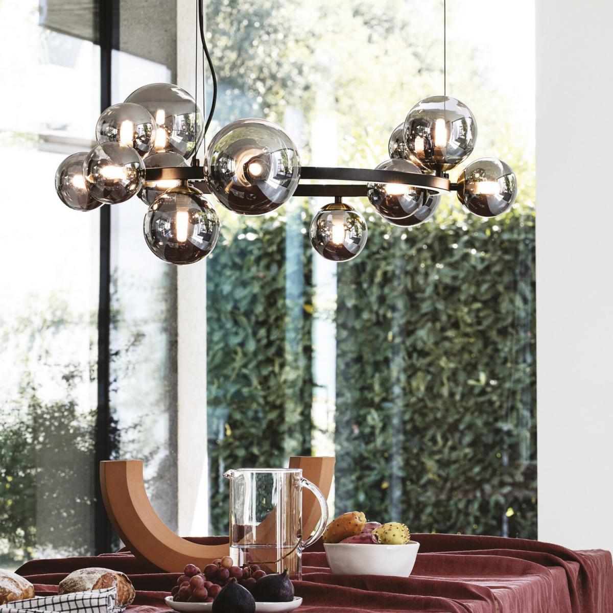 Perlage 14 Light Round Globe Pendant Ceiling Light Black - Black – image 2