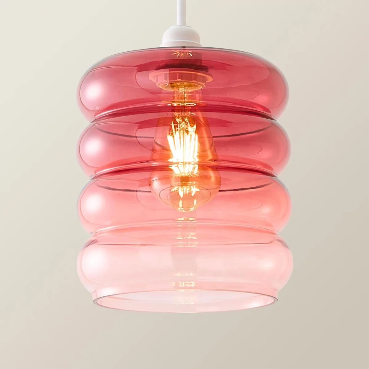 Giselle Ombre Berry Glass Easy Fit Ceiling Light Lamp Shade - Berry Pink / No - Berry Pink – image 6