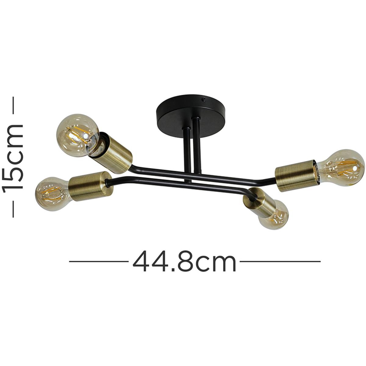 Modern 4 Way Semi Flush Matt Black And Gold Ceiling Light Fitting - Matt Black – image 2