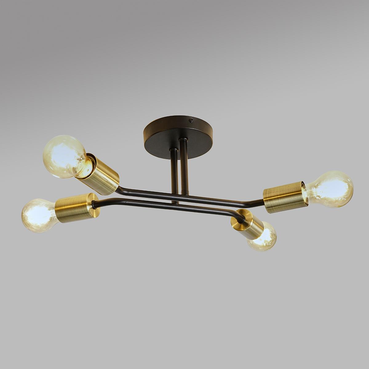 Modern 4 Way Semi Flush Matt Black And Gold Ceiling Light Fitting - Matt Black – image 3