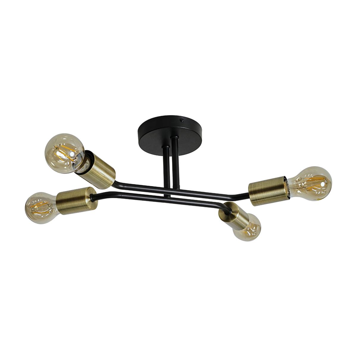 Modern 4 Way Semi Flush Matt Black And Gold Ceiling Light Fitting - Matt Black – image 1