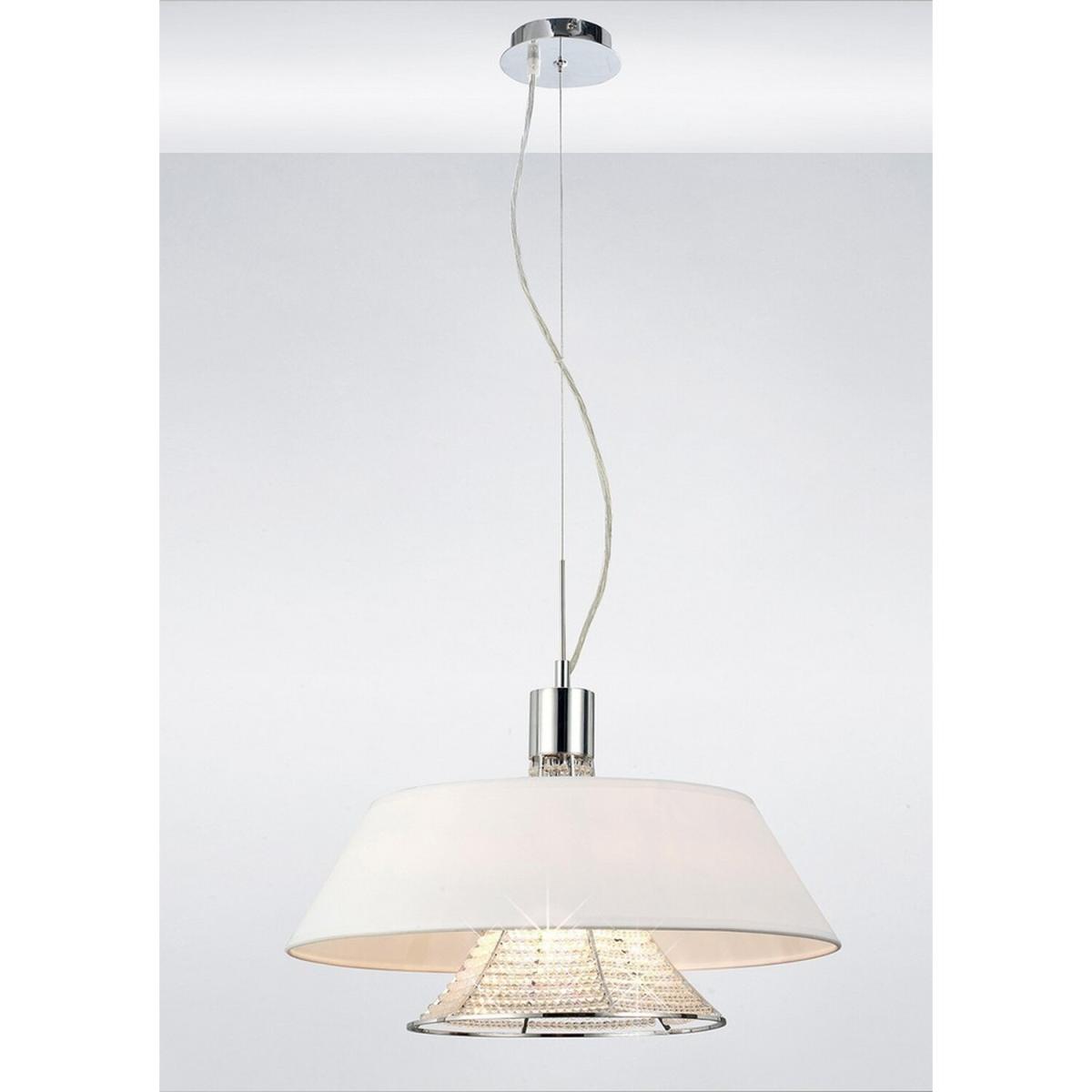Davina Ceiling Pendant with White Shade 3 Light Polished Chrome, Crystal - Polished Chrome – image 2