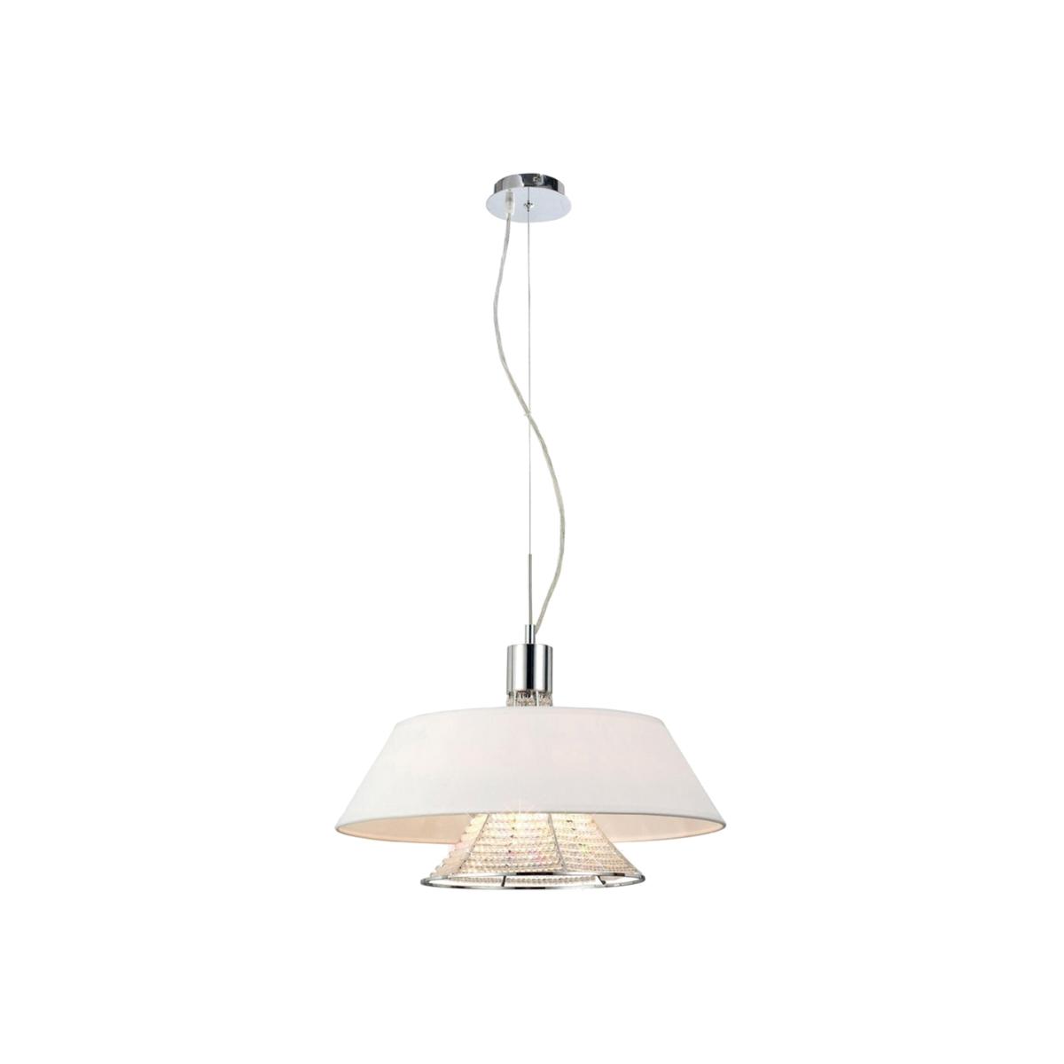 Davina Ceiling Pendant with White Shade 3 Light Polished Chrome, Crystal - Polished Chrome – image 1