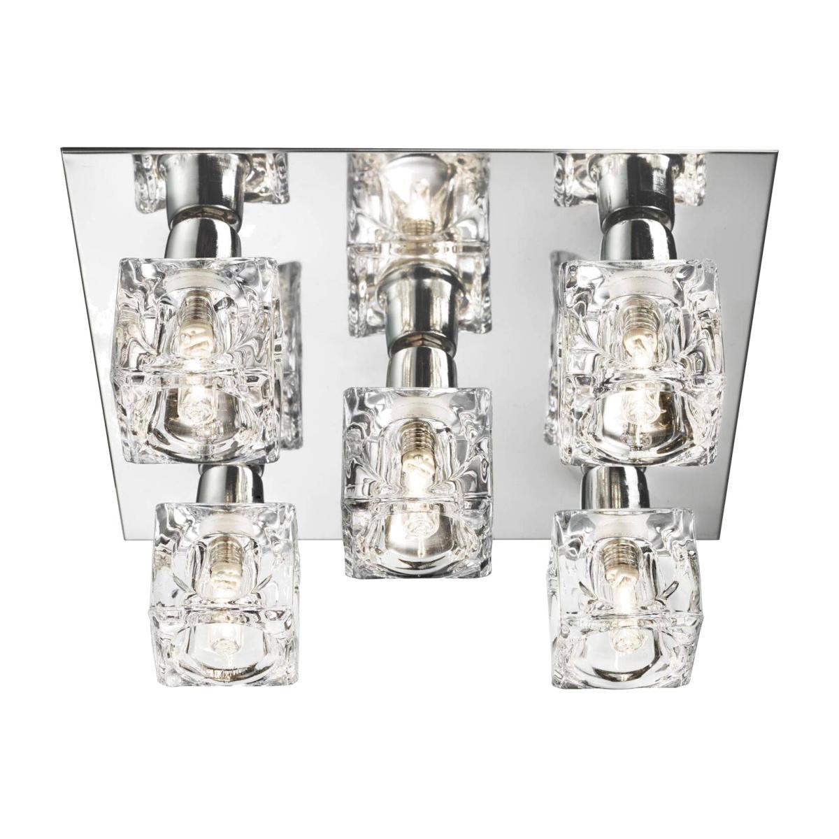 Ice Cube LED 5 Light Flush Ceiling Light Chrome and Glass - Chrome