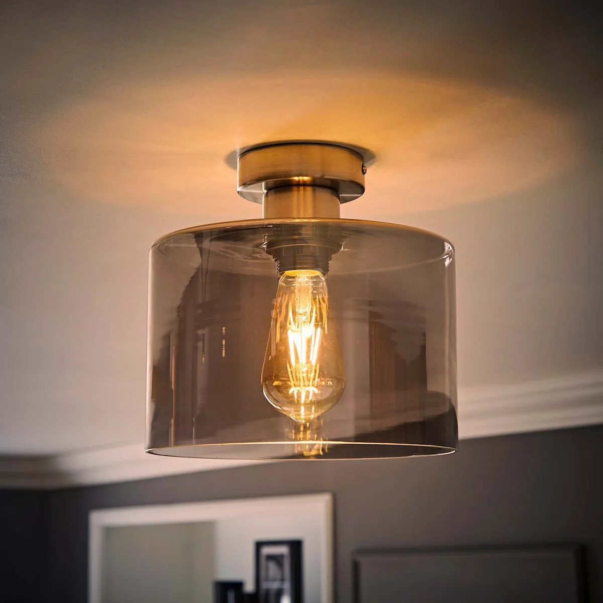 Demi Brushed Chrome and Smoked Glass Flush Ceiling Light - Brushed Chrome / 1.04kg – image 3