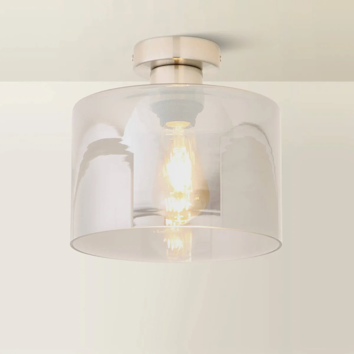 Demi Brushed Chrome and Smoked Glass Flush Ceiling Light - Brushed Chrome / 1.04kg – image 4