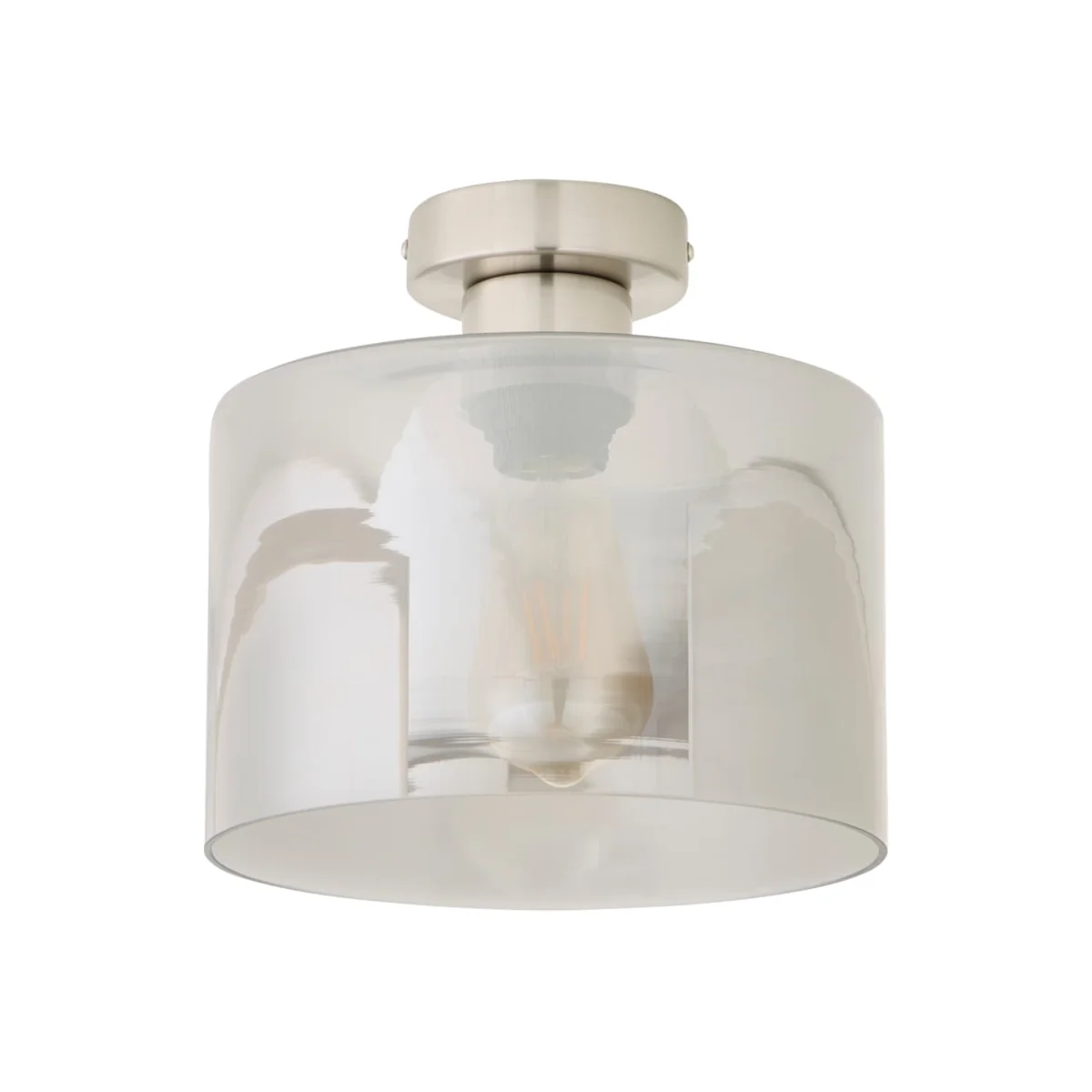 Demi Brushed Chrome and Smoked Glass Flush Ceiling Light - Brushed Chrome / 1.04kg – image 1