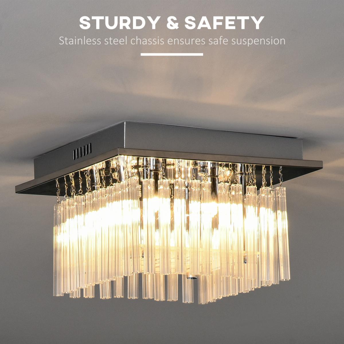 K9 Crystal Chandelier Raindrop Ceiling Light for Living Room Bedroom - Silver – image 3