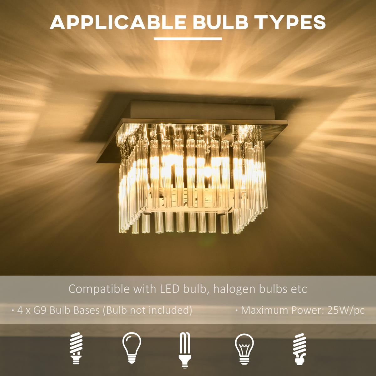 K9 Crystal Chandelier Raindrop Ceiling Light for Living Room Bedroom - Silver – image 4