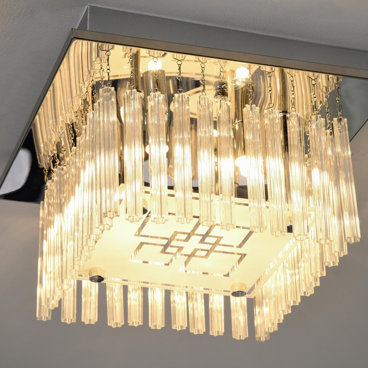 K9 Crystal Chandelier Raindrop Ceiling Light for Living Room Bedroom - Silver – image 5