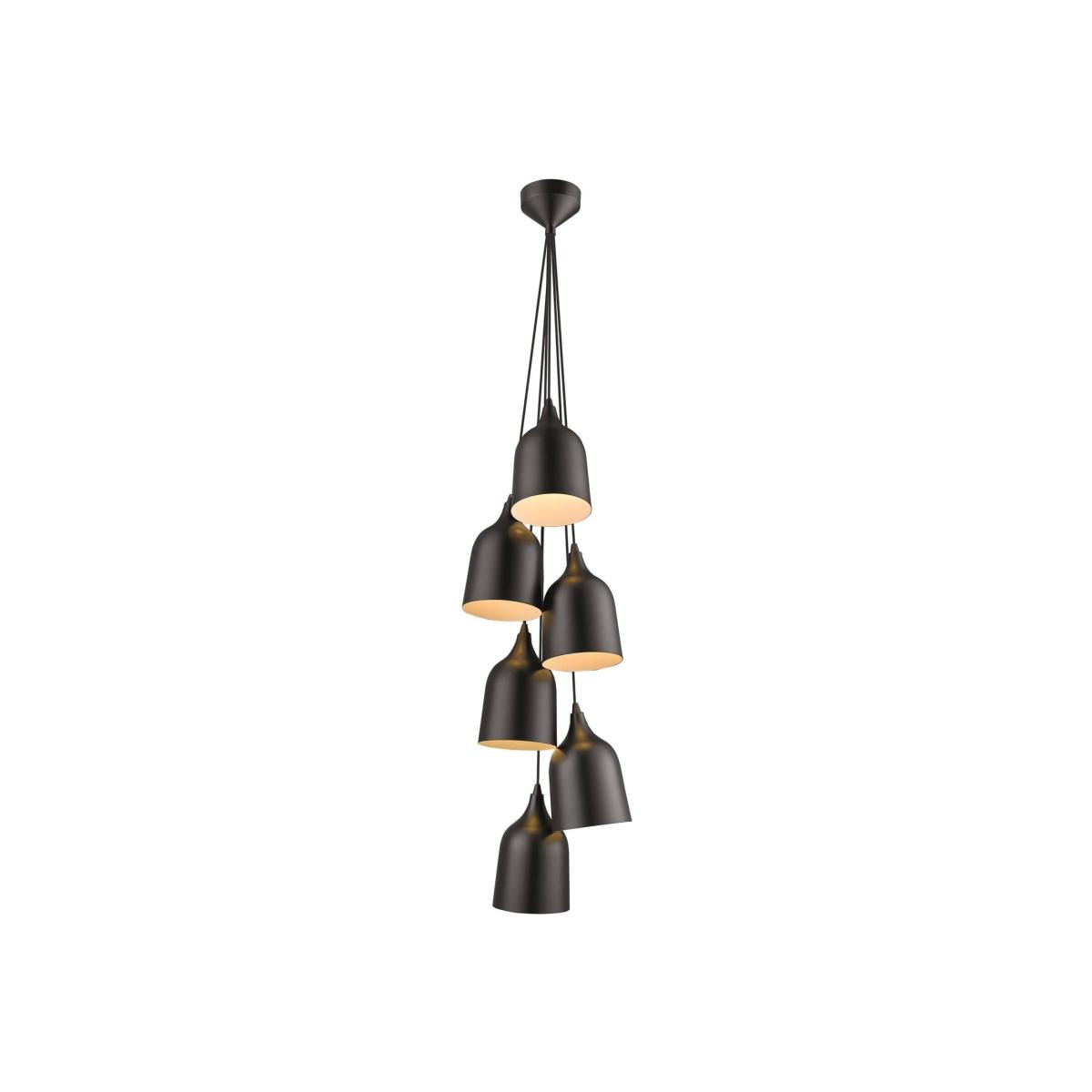 Spring 6 Light Cluster Pendant Black, Matt Black, E27 - Black