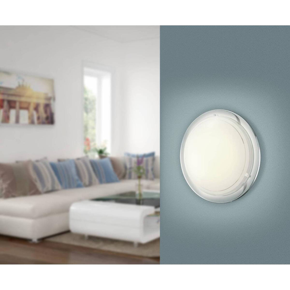 Eglo Planet 1 Chrome And White Metal Flush Wall Light - chrome – image 2