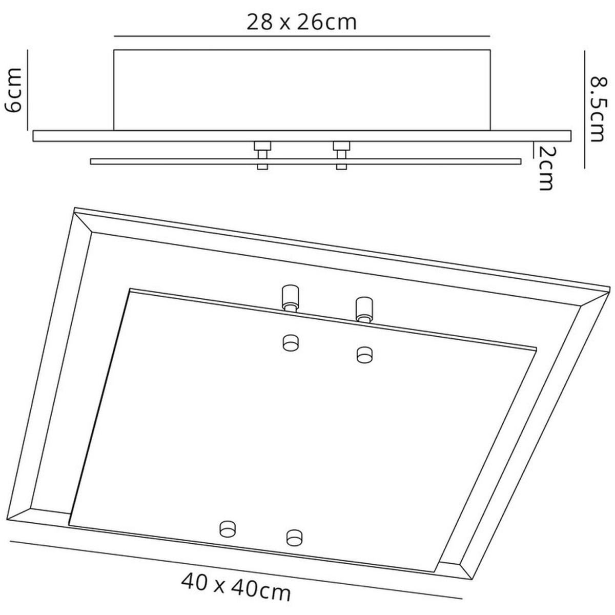 Mira Flush Ceiling, 400mm Square, 3 Light E27 Polished Chrome - Polished Chrome – image 4