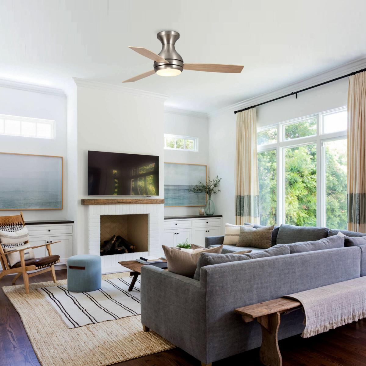 Ceiling Fan with LED Light Reversible AC Motor 3 Blades - Stain Nickel – image 2