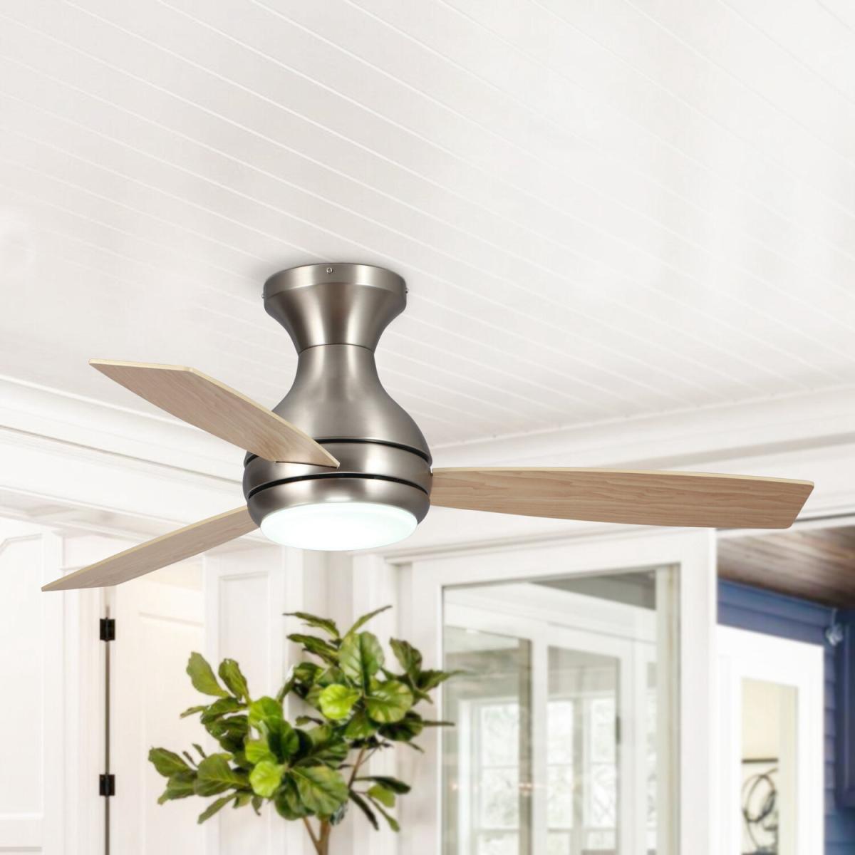 Ceiling Fan with LED Light Reversible AC Motor 3 Blades - Stain Nickel – image 1