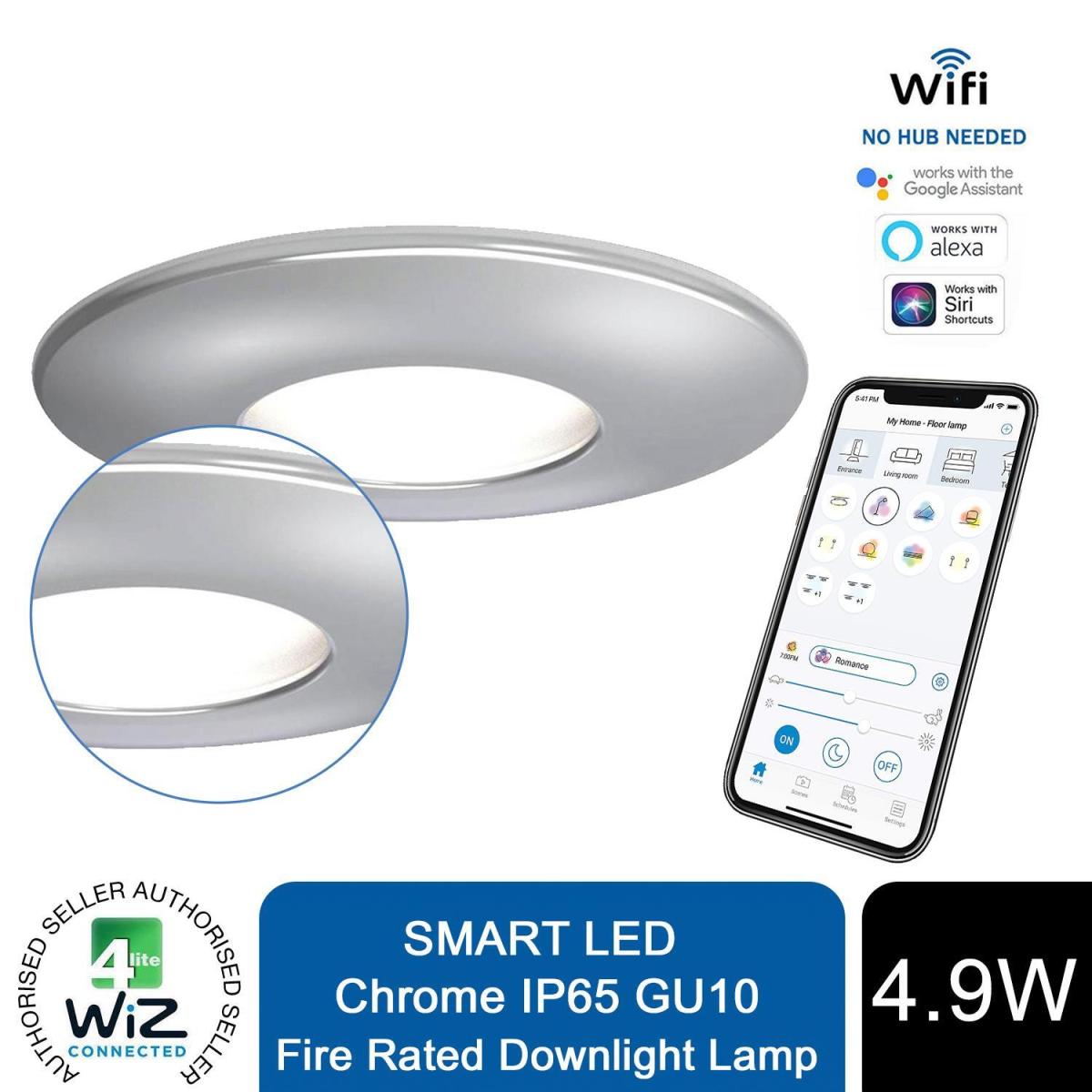 4lite WiFi And Bluetooth - IP20 Adjustable Satin Chrome - 4x IP65 Chrome / 4 / 12cm – image 2