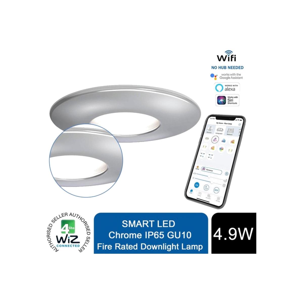 4lite WiFi And Bluetooth - IP20 Adjustable Satin Chrome - 4x IP65 Chrome / 4 / 12cm – image 1