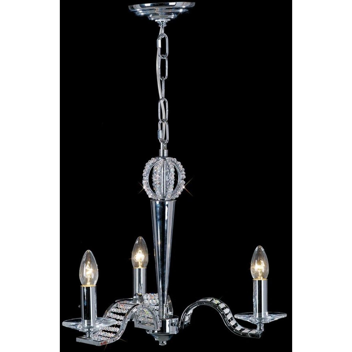 Niobe Ceiling Pendant Chandelier 3 Light Polished Chrome, Crystal - Polished Chrome – image 2