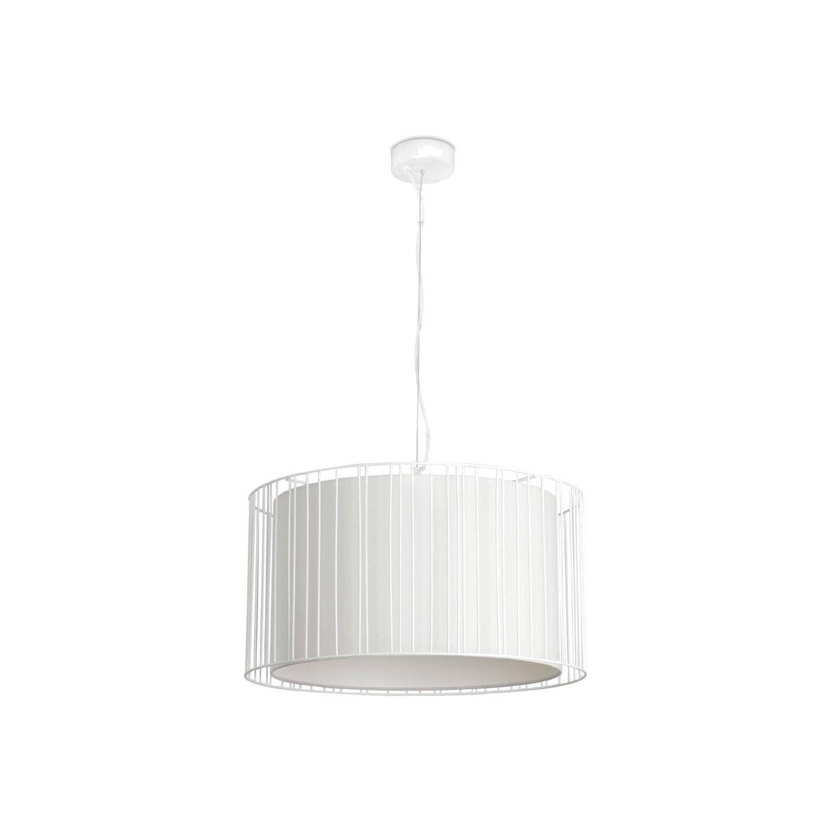 Linda 1 Light Round Ceiling Pendant White with Shade, E27 - White
