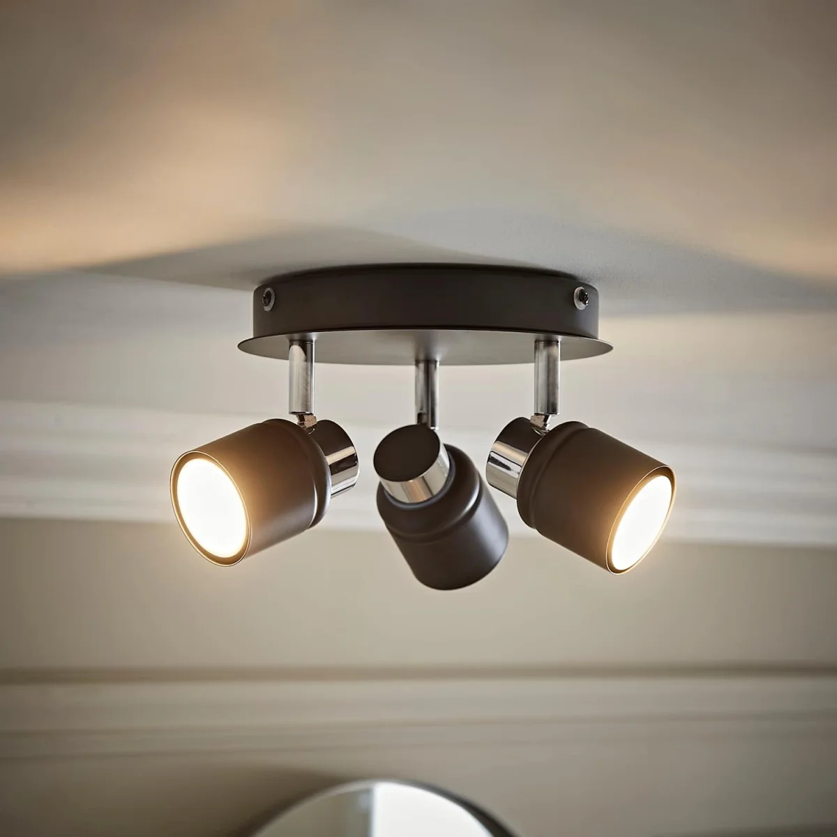 Benton 3 Way Round IP44 Bathroom Ceiling Spotlight - Black / 0 – image 3