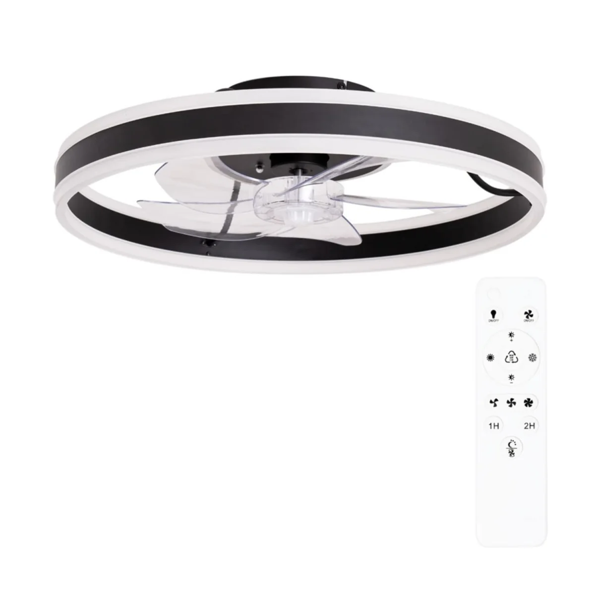 Infinity Black Wave Integrated LED Ceiling Fan with Remote Control - Black / 50cm – image 2