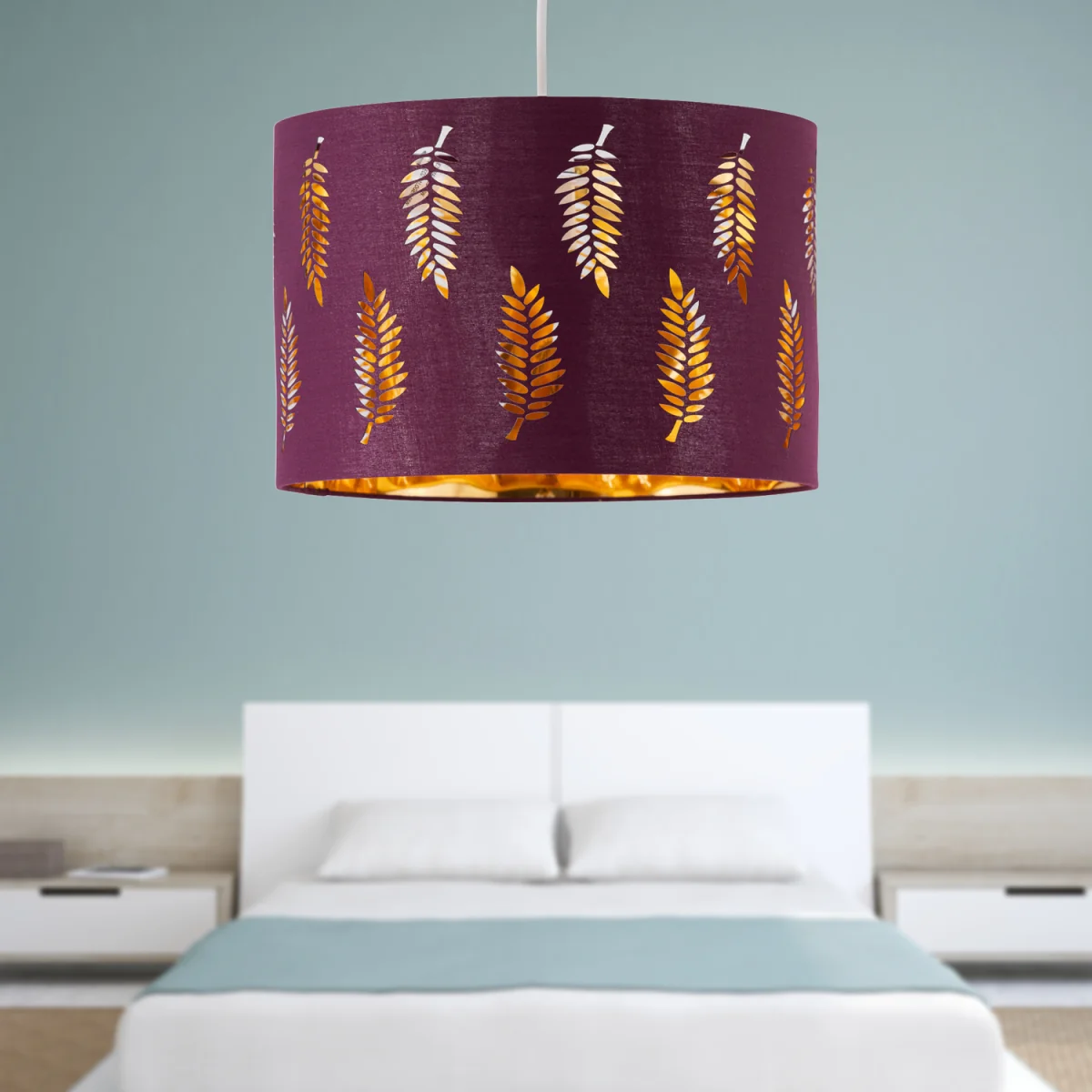 Set Of 2 Fern Burgundy Cut Out 25cm Pendant Lightshades - Burgundy – image 4
