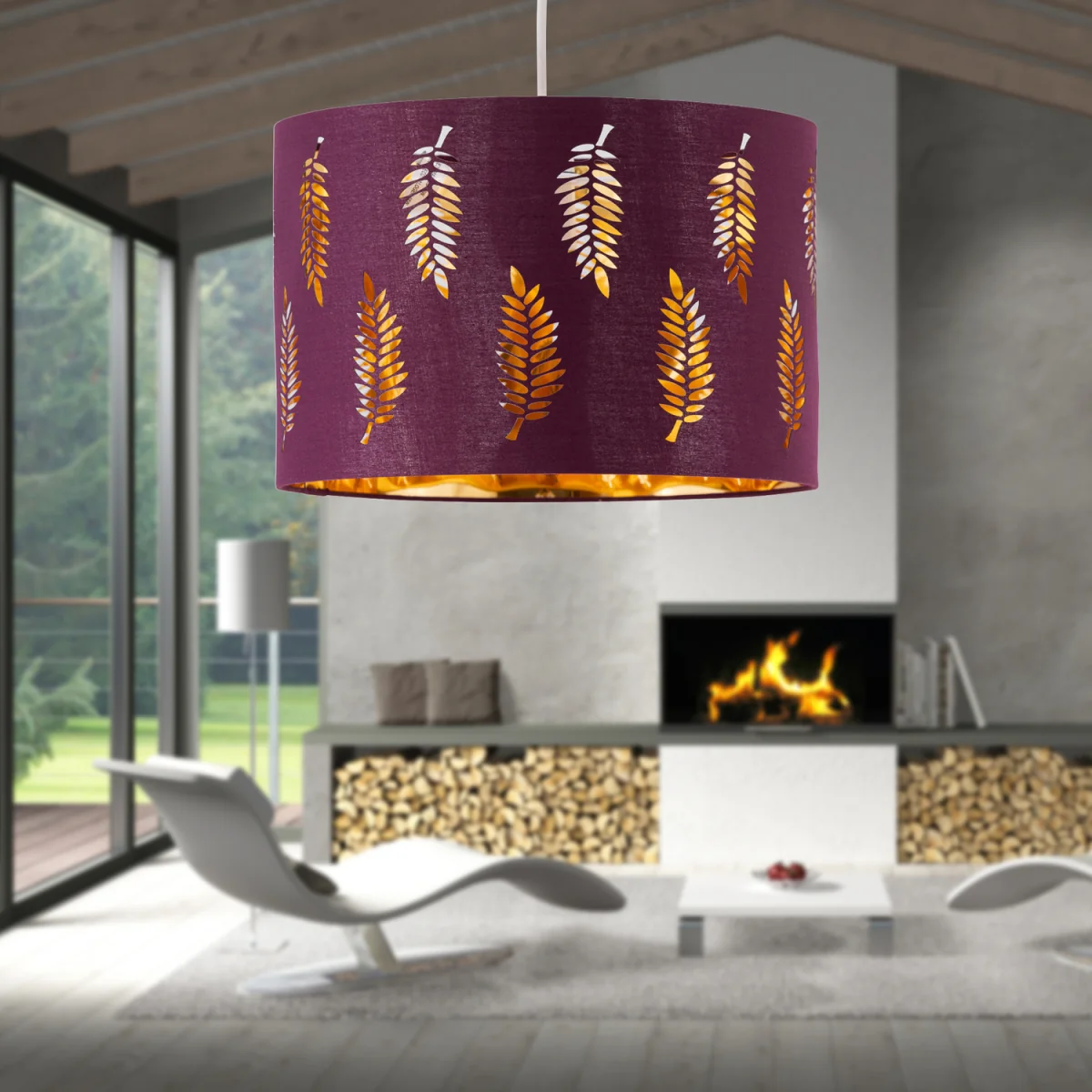 Set Of 2 Fern Burgundy Cut Out 25cm Pendant Lightshades - Burgundy – image 5